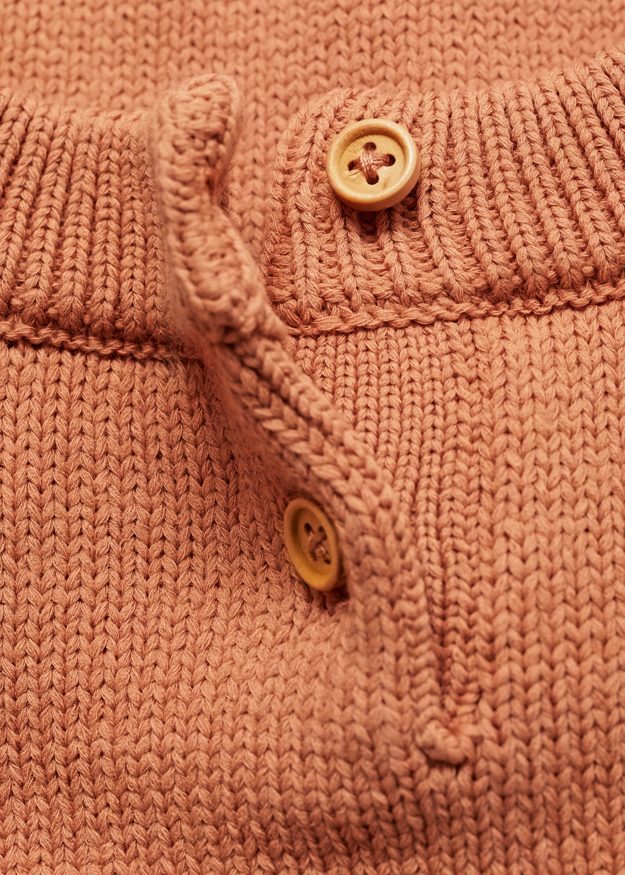 Knitted cotton sweater - Details of the article 8, Pastel Orange. Ref: 87083651-00.