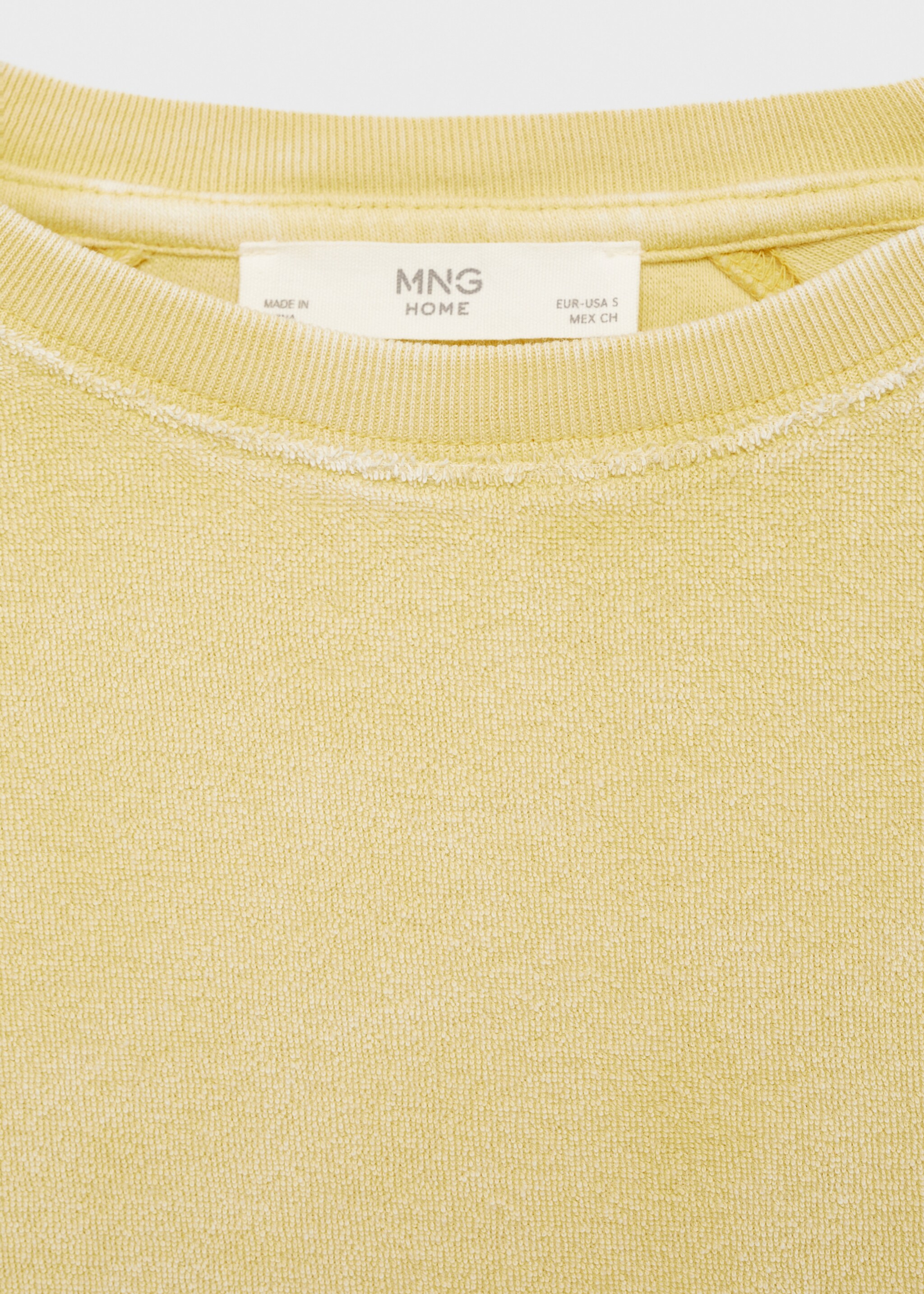 Overdyed terry cotton t-shirt - Details of the article 8, Mustard. Ref: 87083652-00.