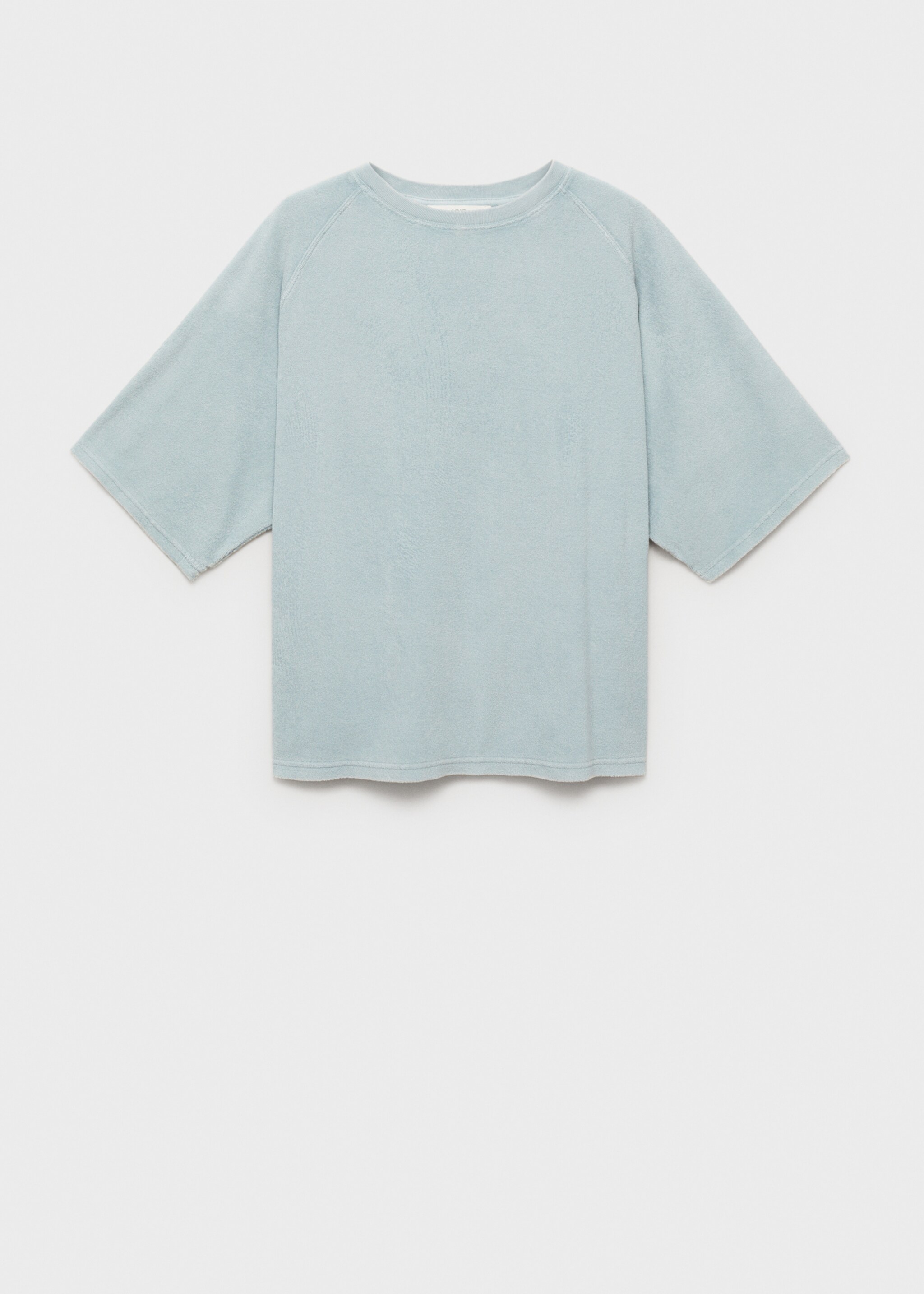 Overdyed terry cotton t-shirt - Article without model, Mint Green. Ref: 87083652-00.