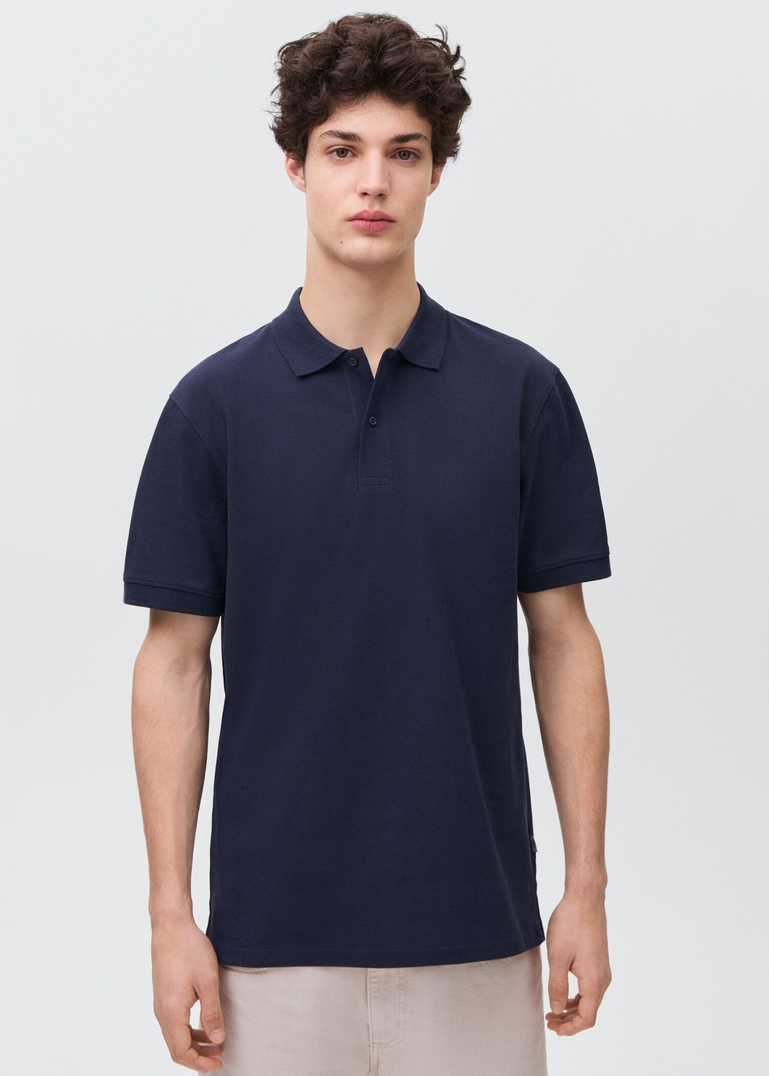 Polohemd aus Baumwollpikee - Mittlere Ansicht