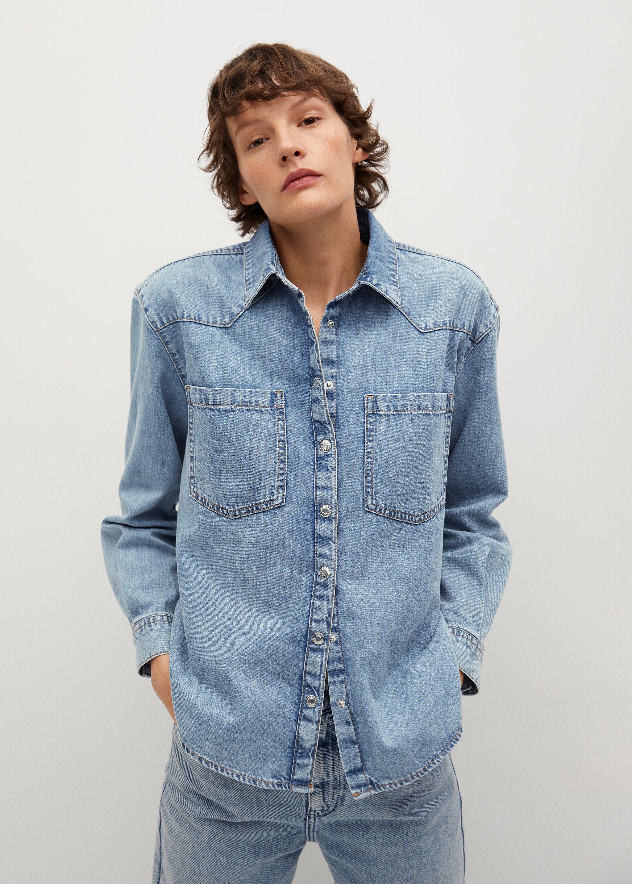 Camisa denim algodón - Plano medio