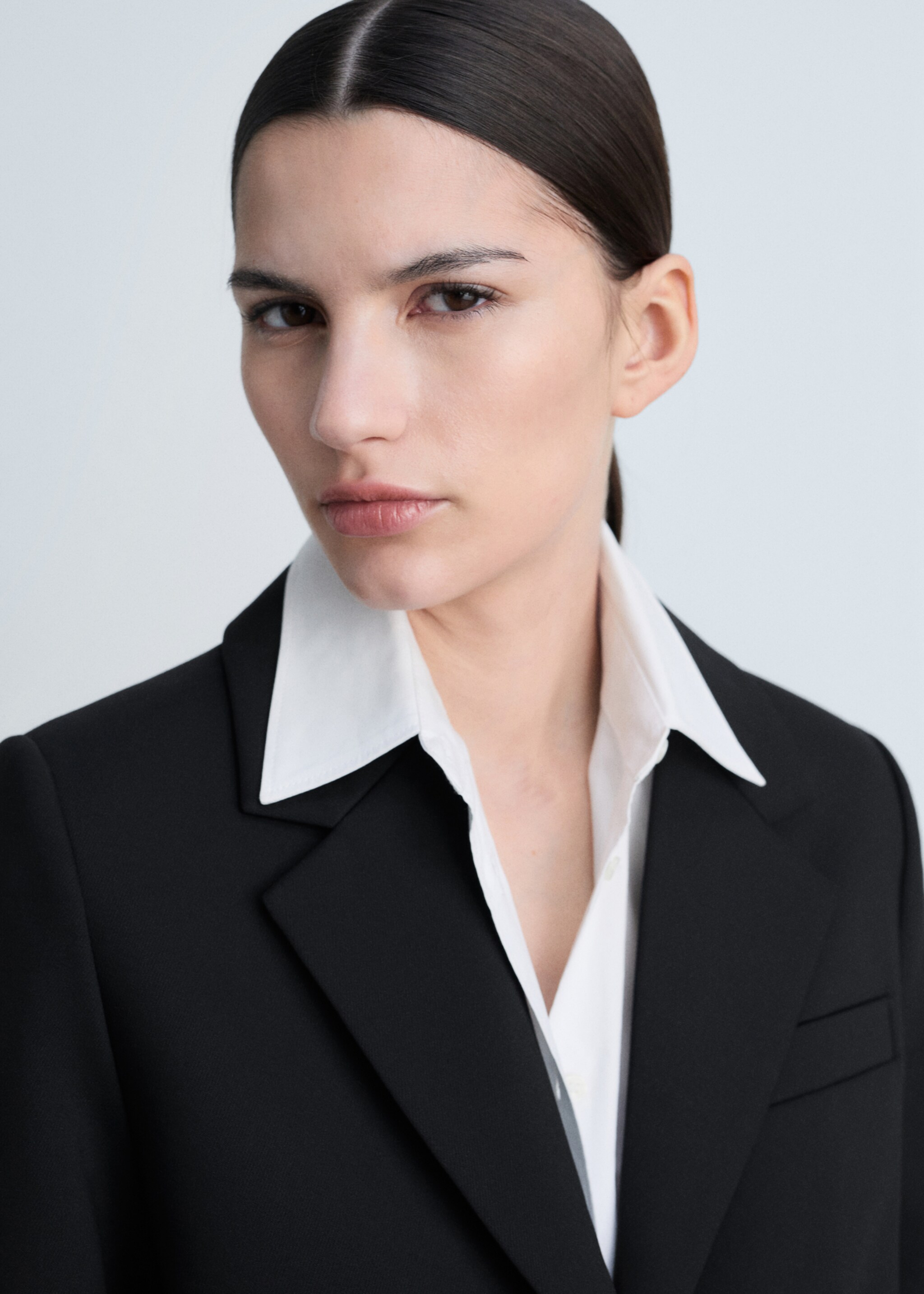 Cotton midi-coat with buttons - Details of the article 1, Black. Ref: 87084062-00.