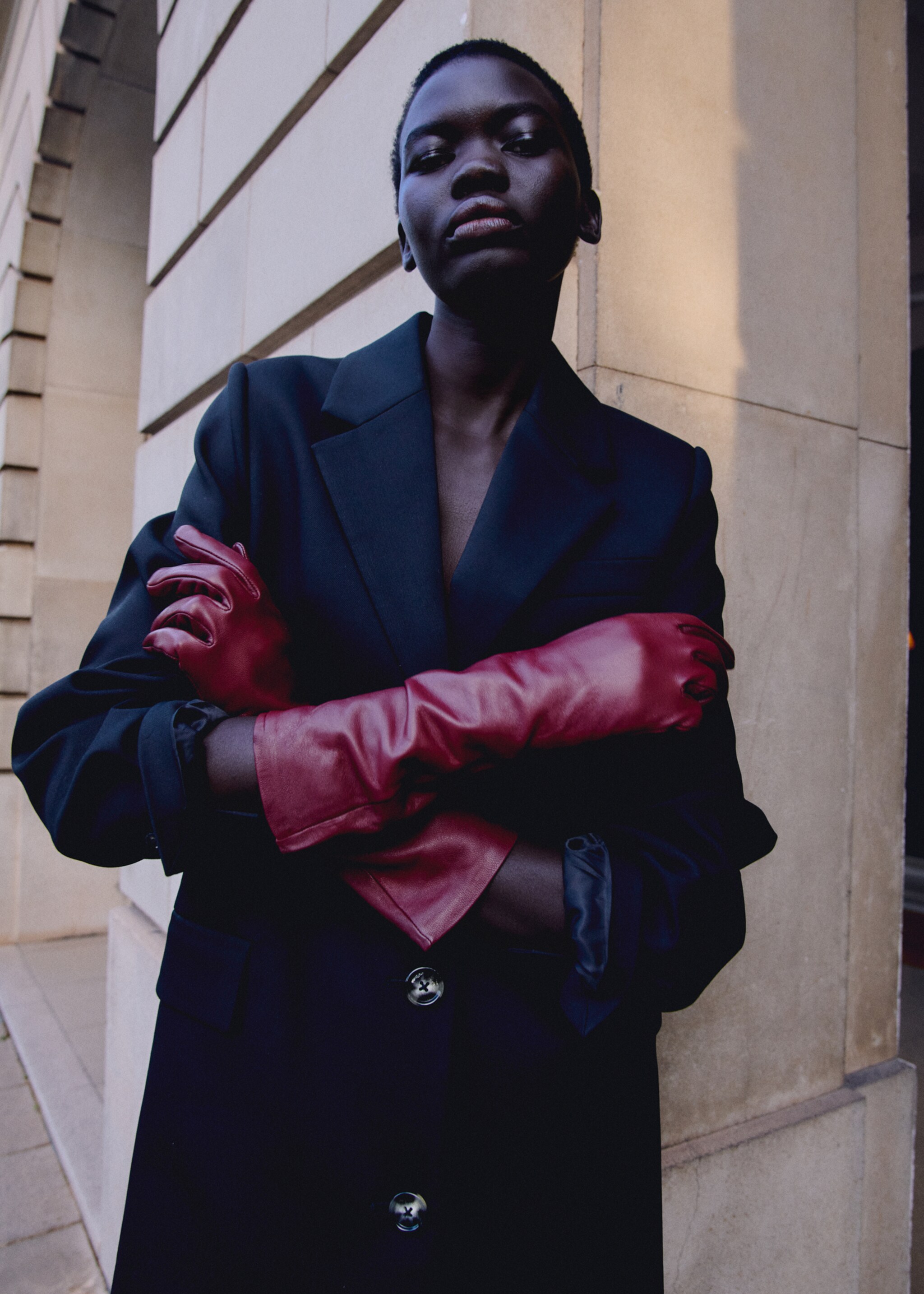 Cotton midi-coat with buttons - Details of the article 6, Black. Ref: 87084062-00.