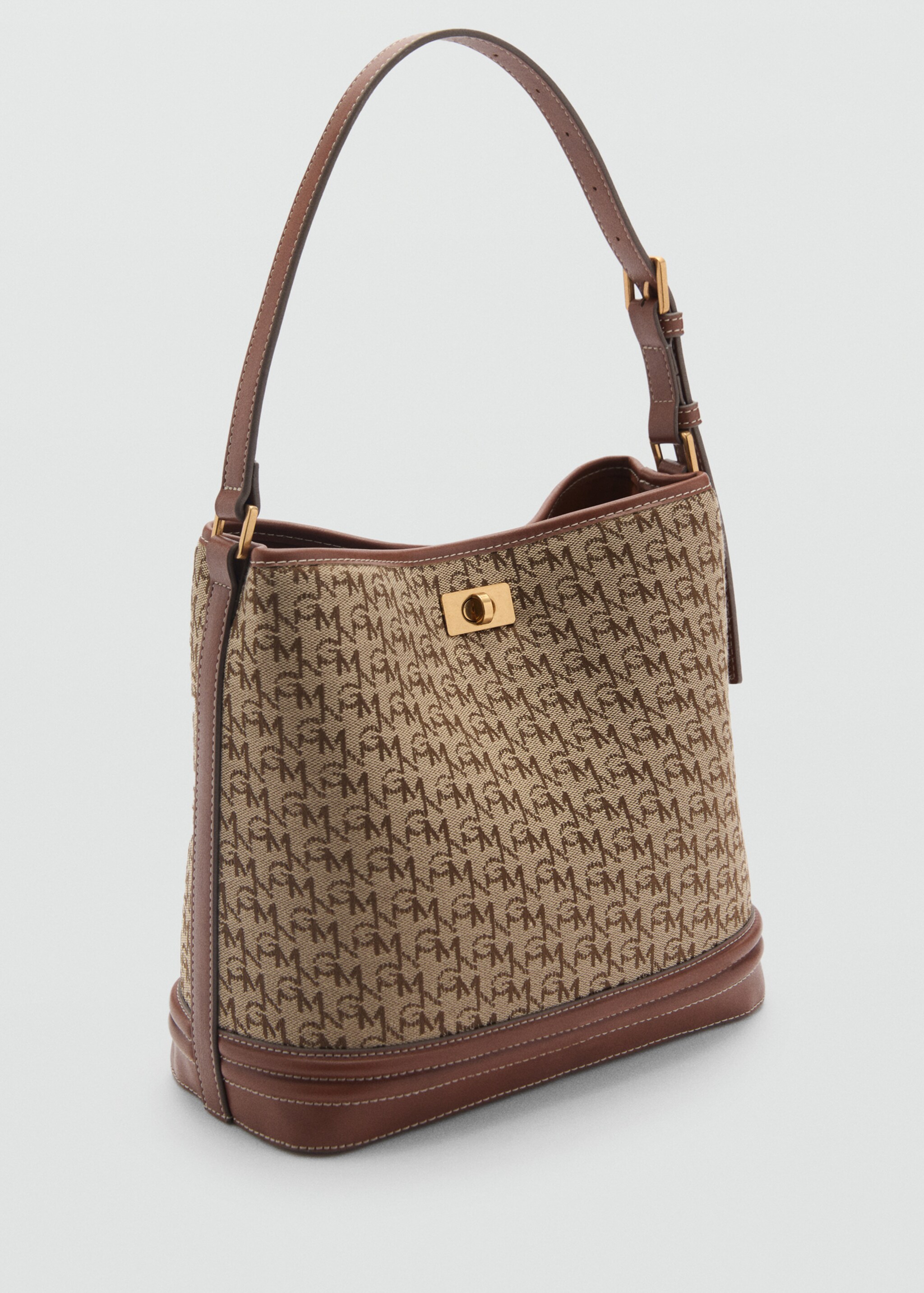 Shopper bag with printed logo - Medium plane, Brown. Ref: 87084066-00.
