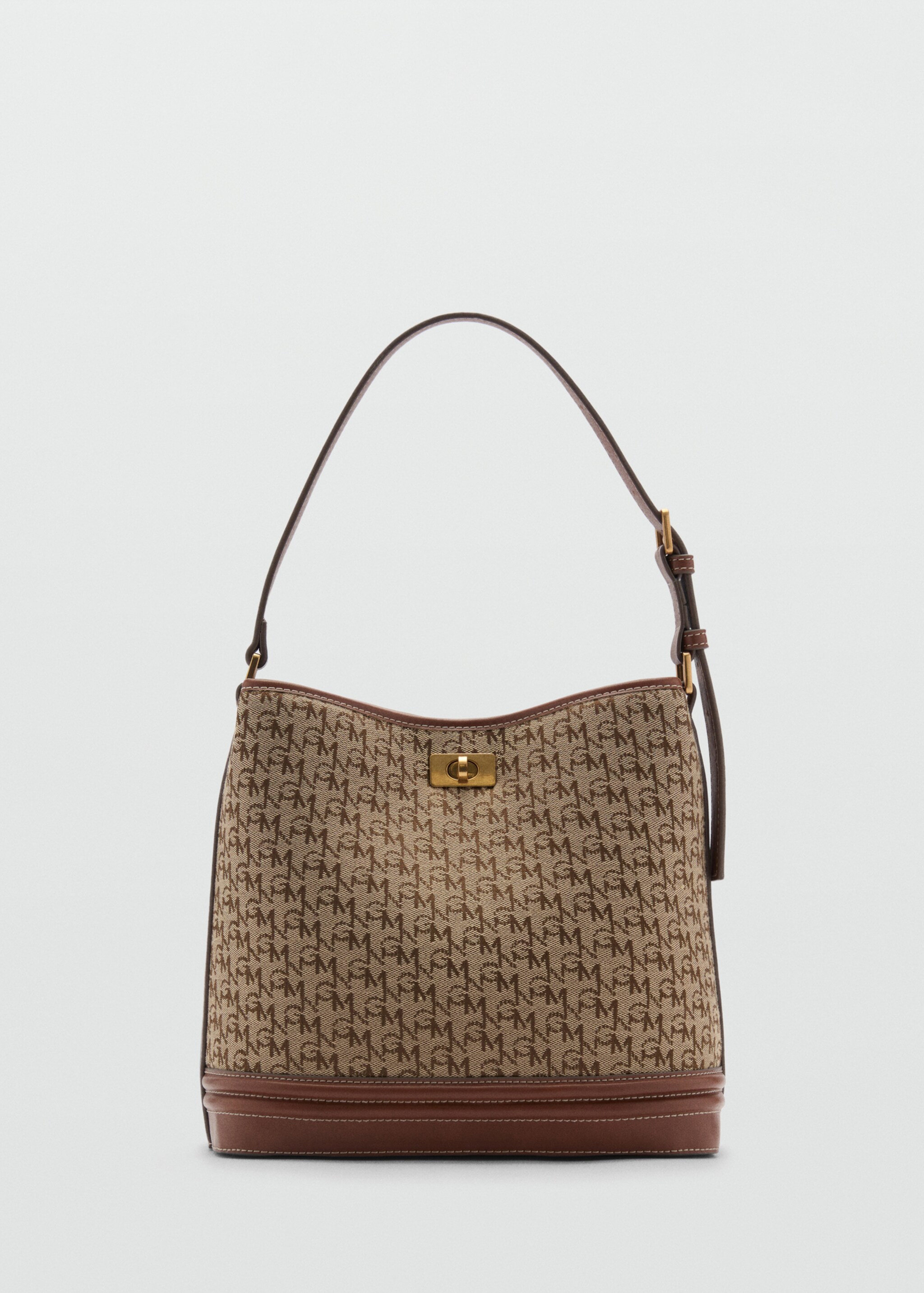 Shopper bag with printed logo - Article without model, Brown. Ref: 87084066-00.