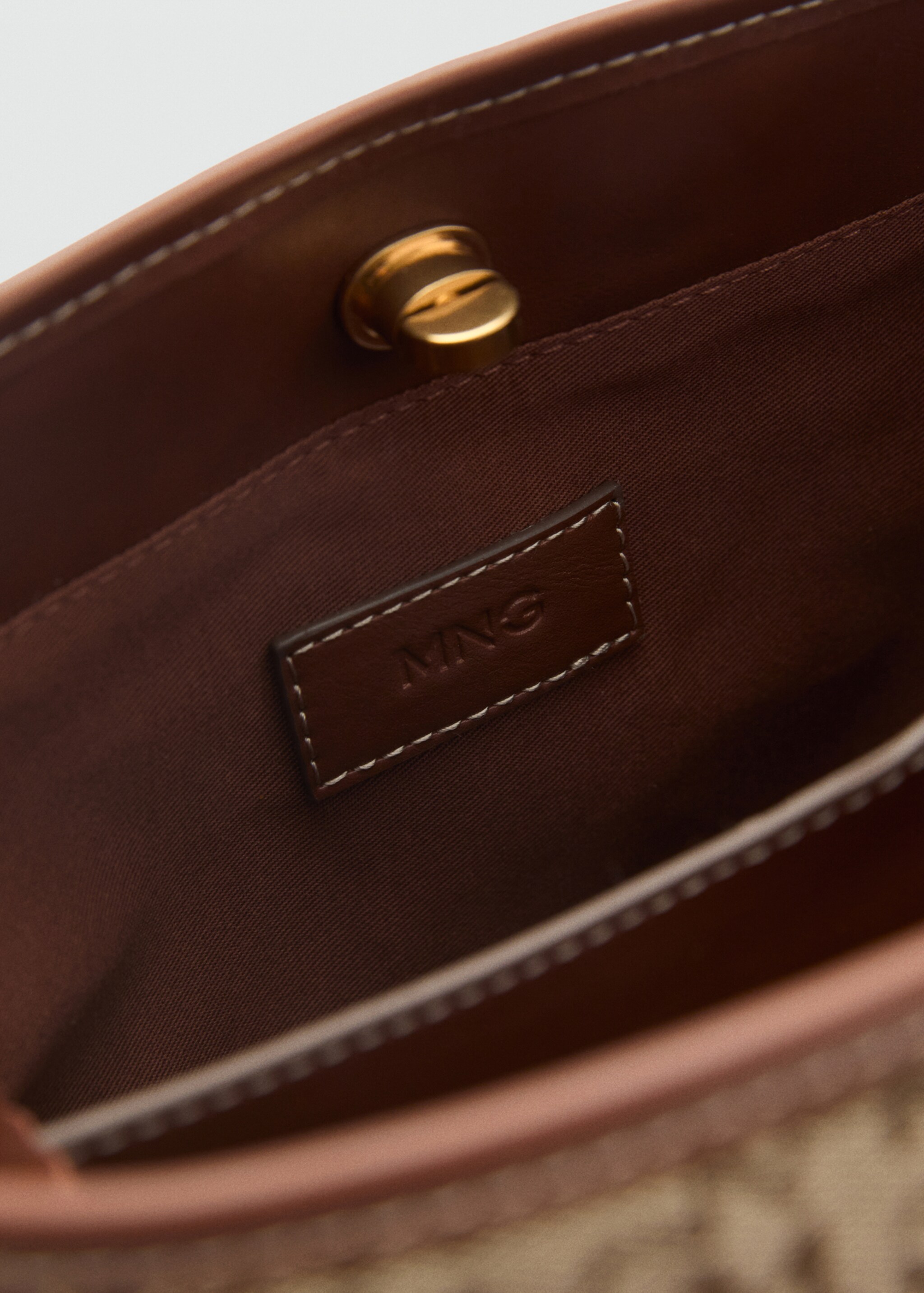 Shopper bag with printed logo - Details of the article 2, Brown. Ref: 87084066-00.