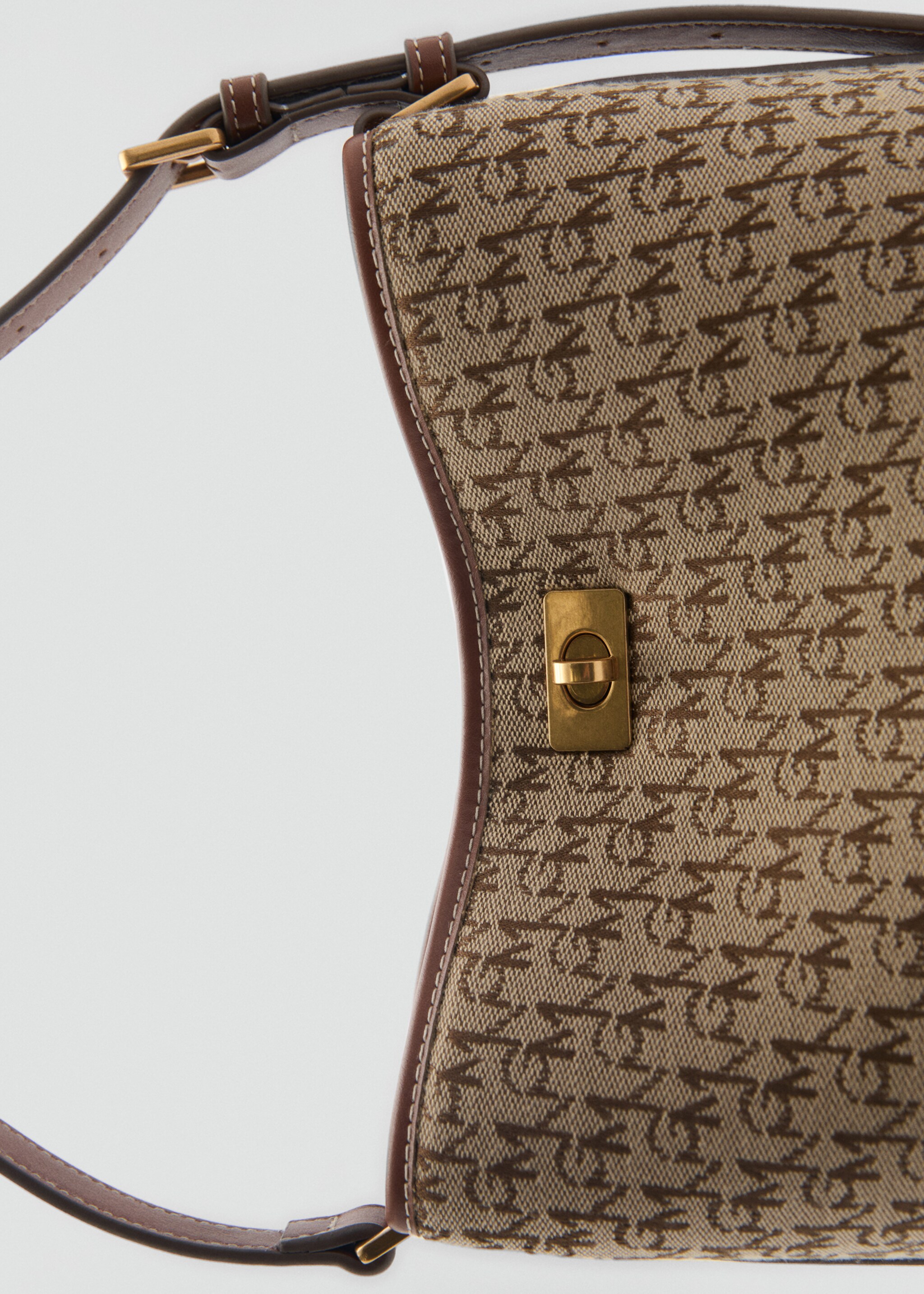 Shopper bag with printed logo - Details of the article 3, Brown. Ref: 87084066-00.