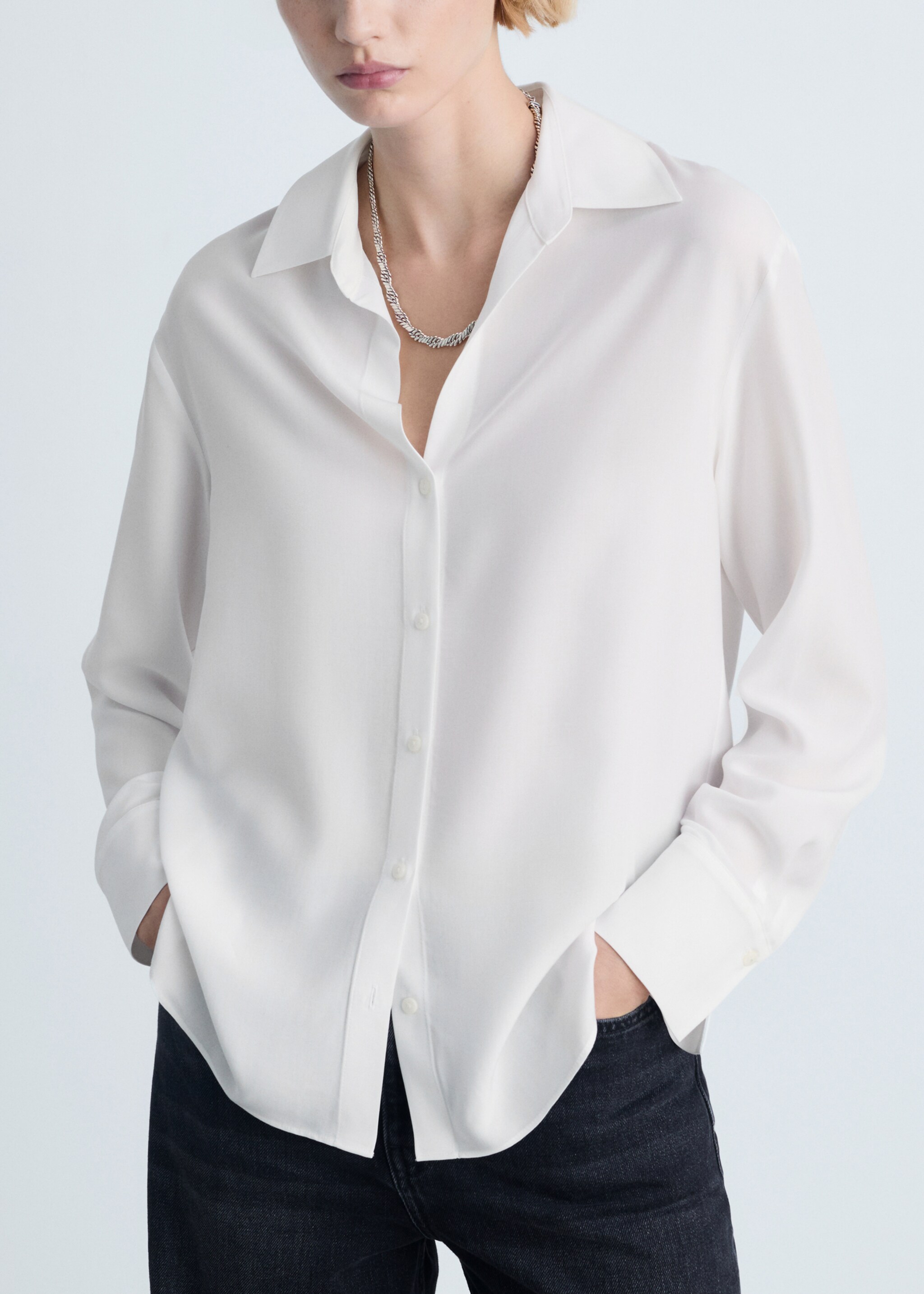 Lyocell fluid shirt - Medium plane, Off White. Ref: 87084067-00.
