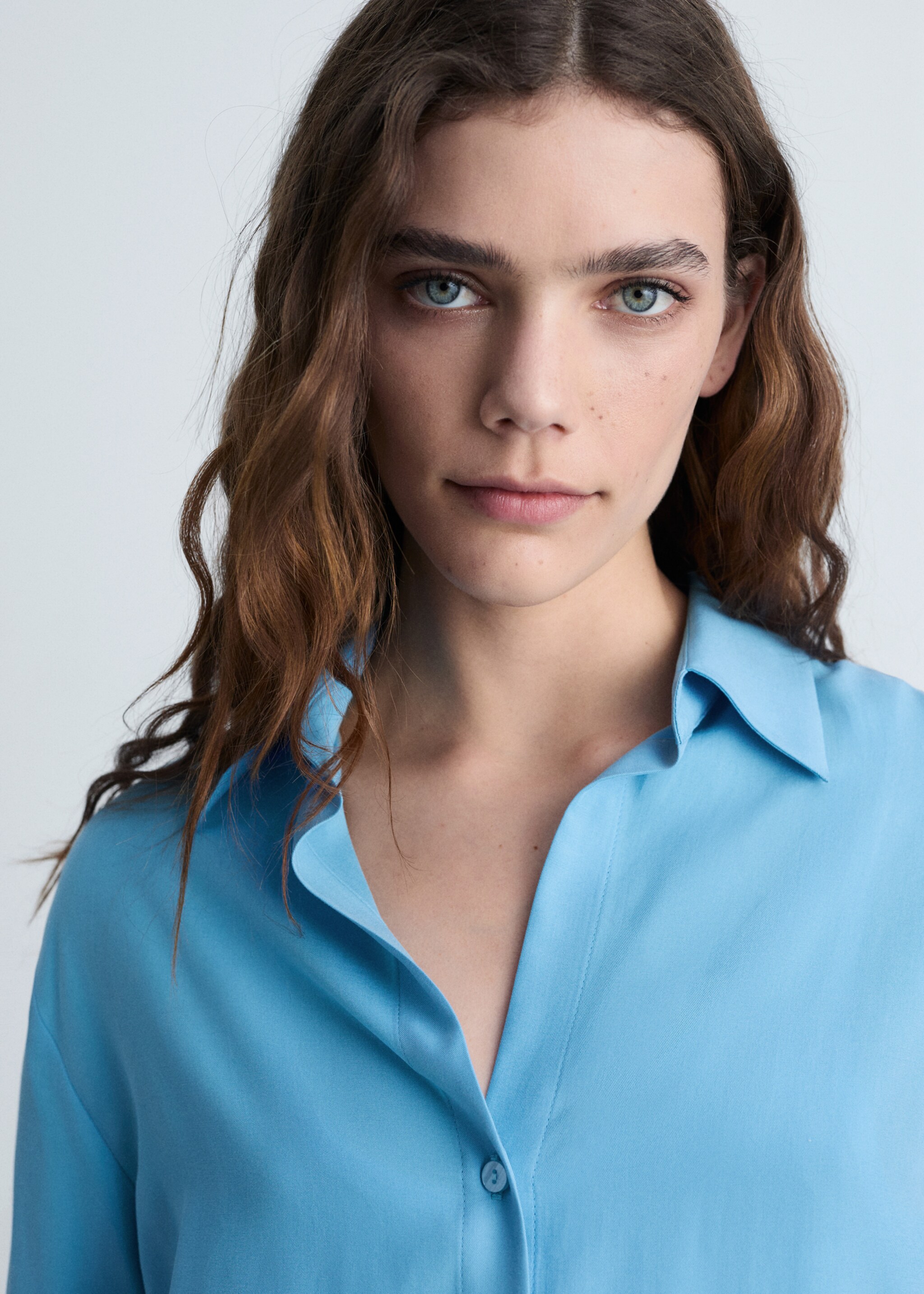 Vid skjorta lyocell - Detaljer om artikeln 1, Blå. Ref: 87084067-00.