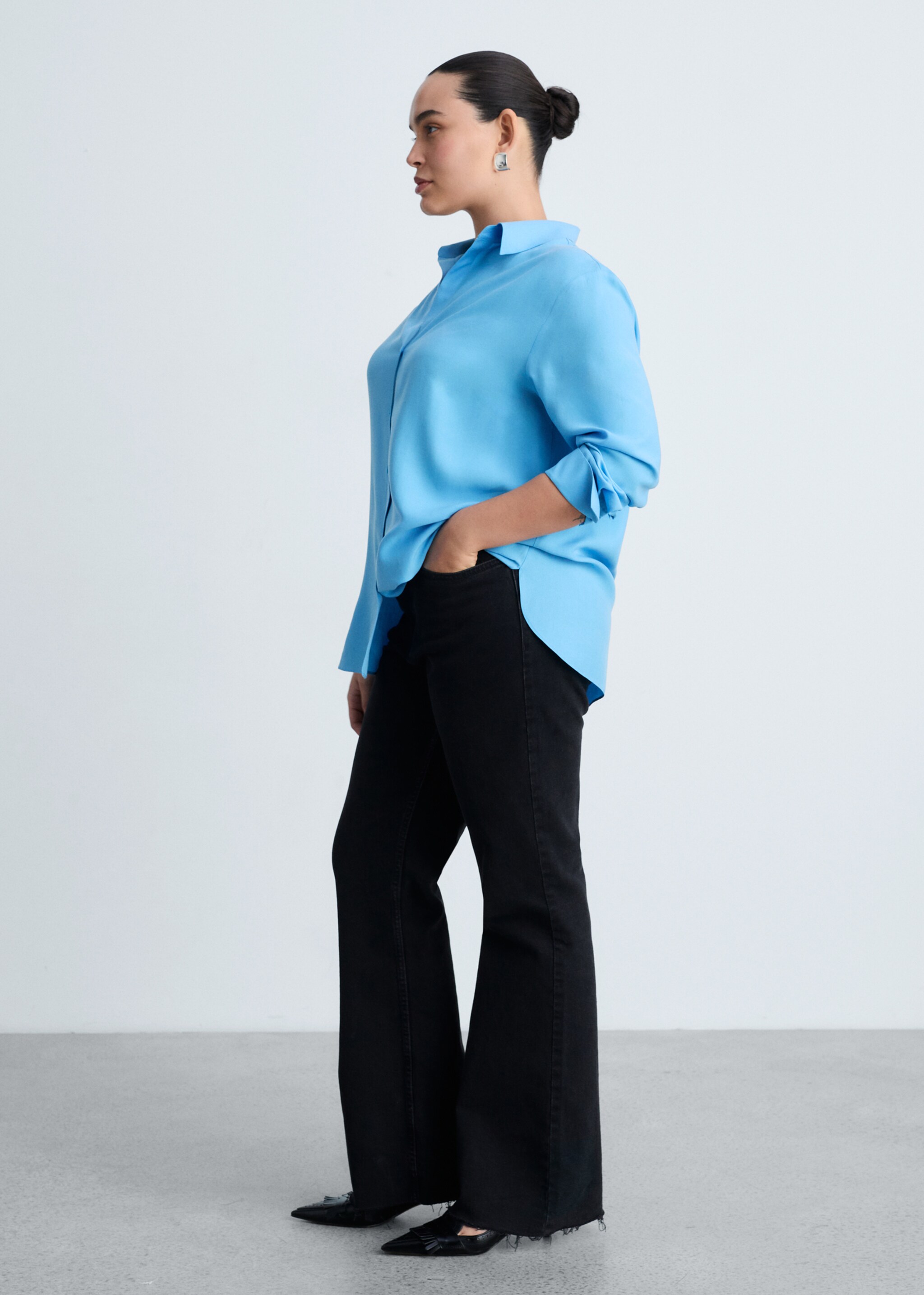 Vid skjorta lyocell - Detaljer om artikeln 3, Blå. Ref: 87084067-00.