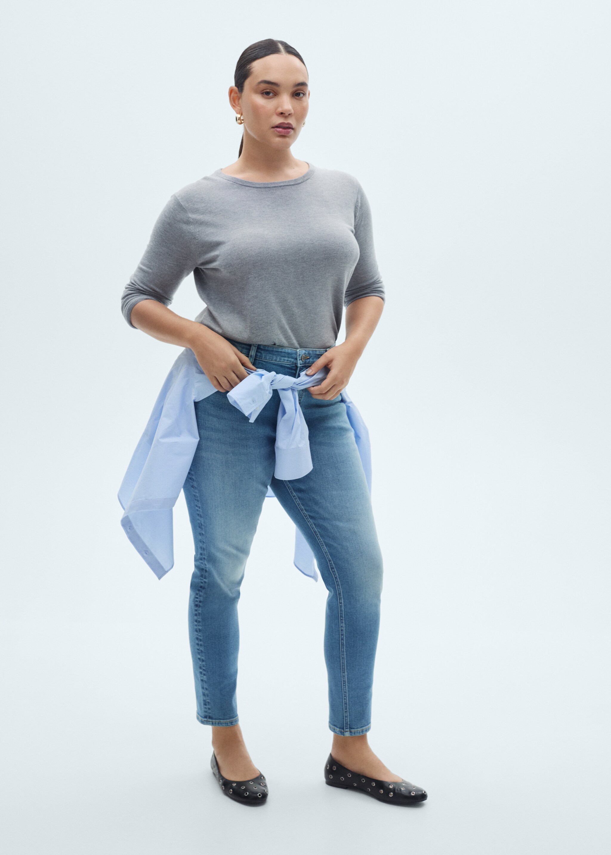 Mid-rise skinny jeans - Details of the article 3, Medium Blue. Ref: 87084069-00.