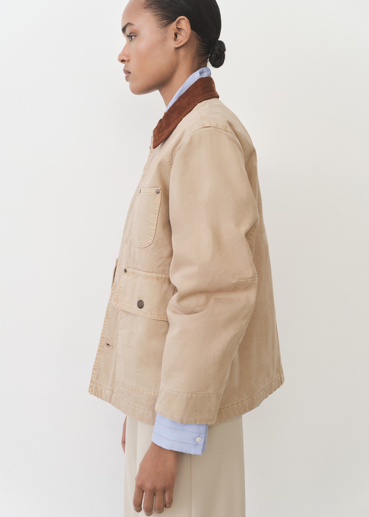 Denim parka with contrasting collar - Details of the article 2