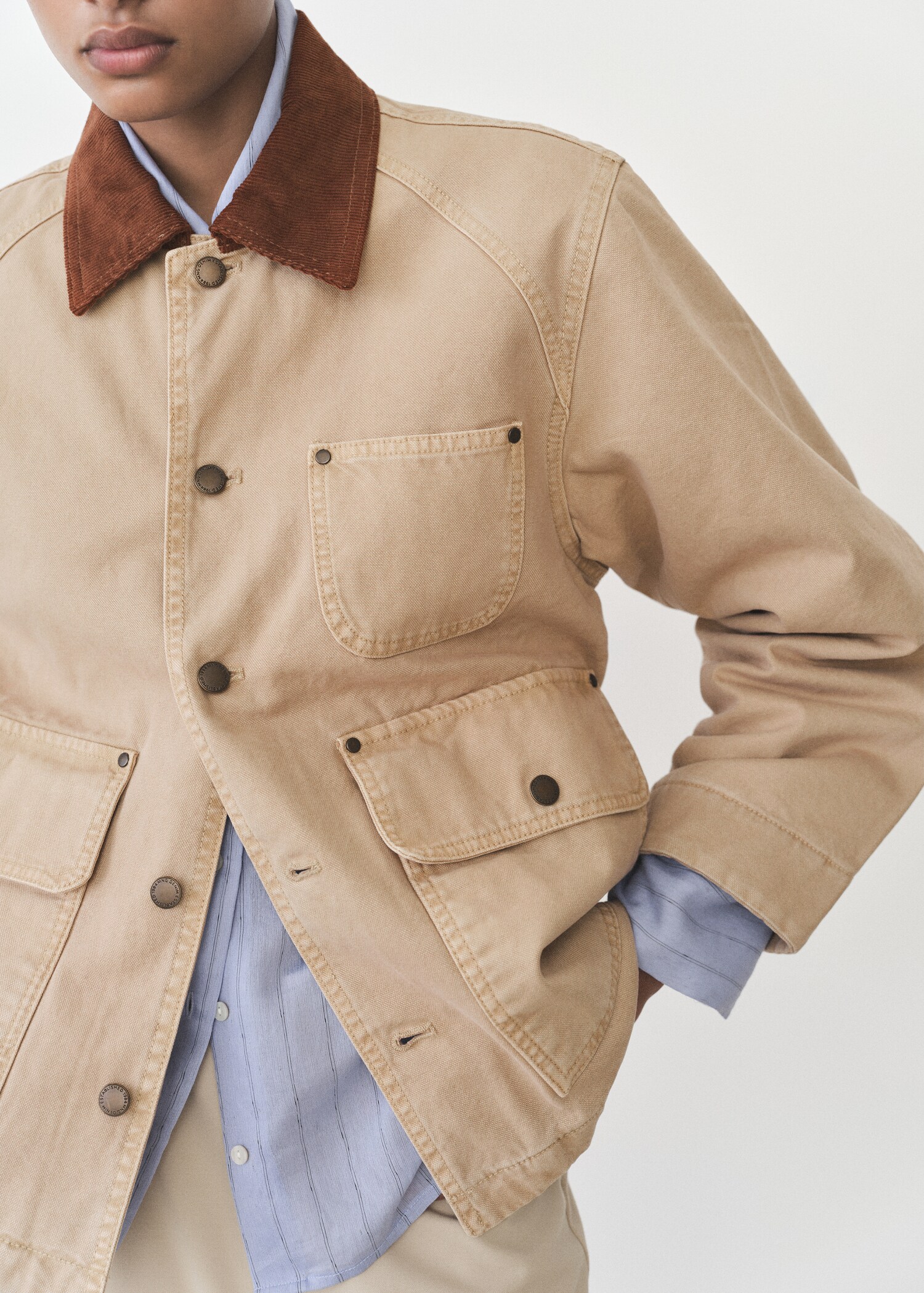 Denim parka with contrasting collar - Details of the article 6