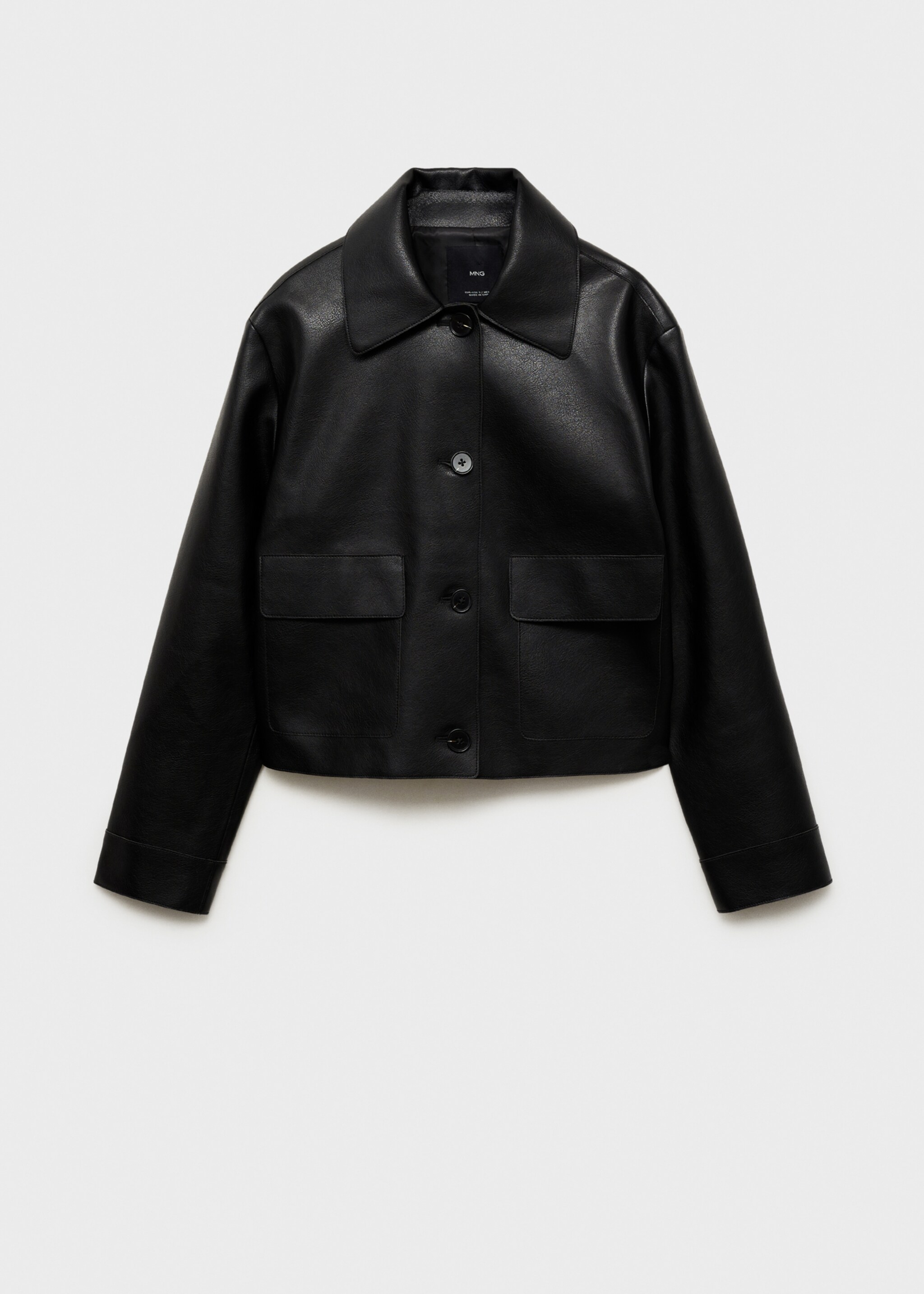 Faux-leather jacket with pockets - Article without model, Black. Ref: 87084073-00.