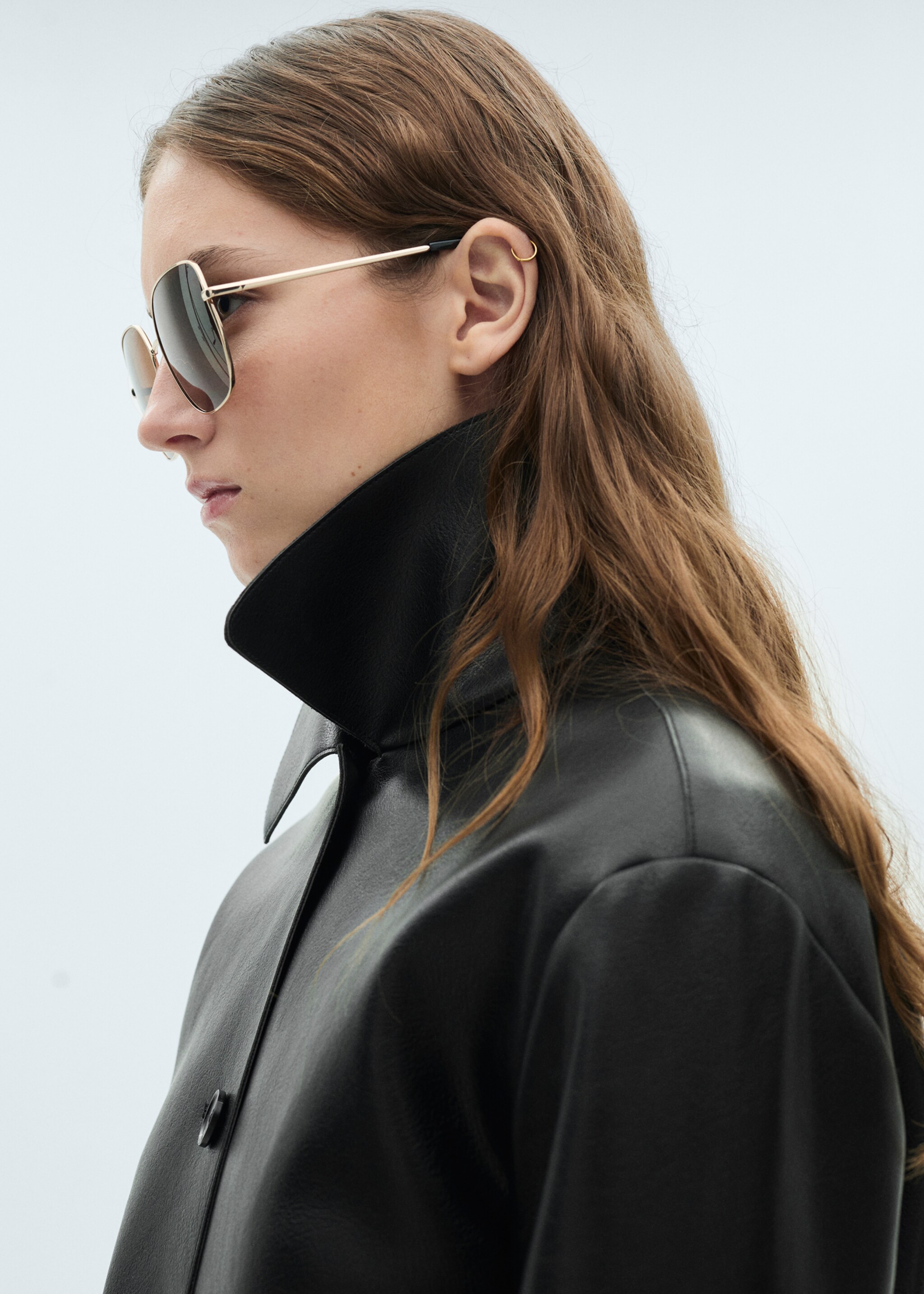 Faux-leather jacket with pockets - Details of the article 1, Black. Ref: 87084073-00.