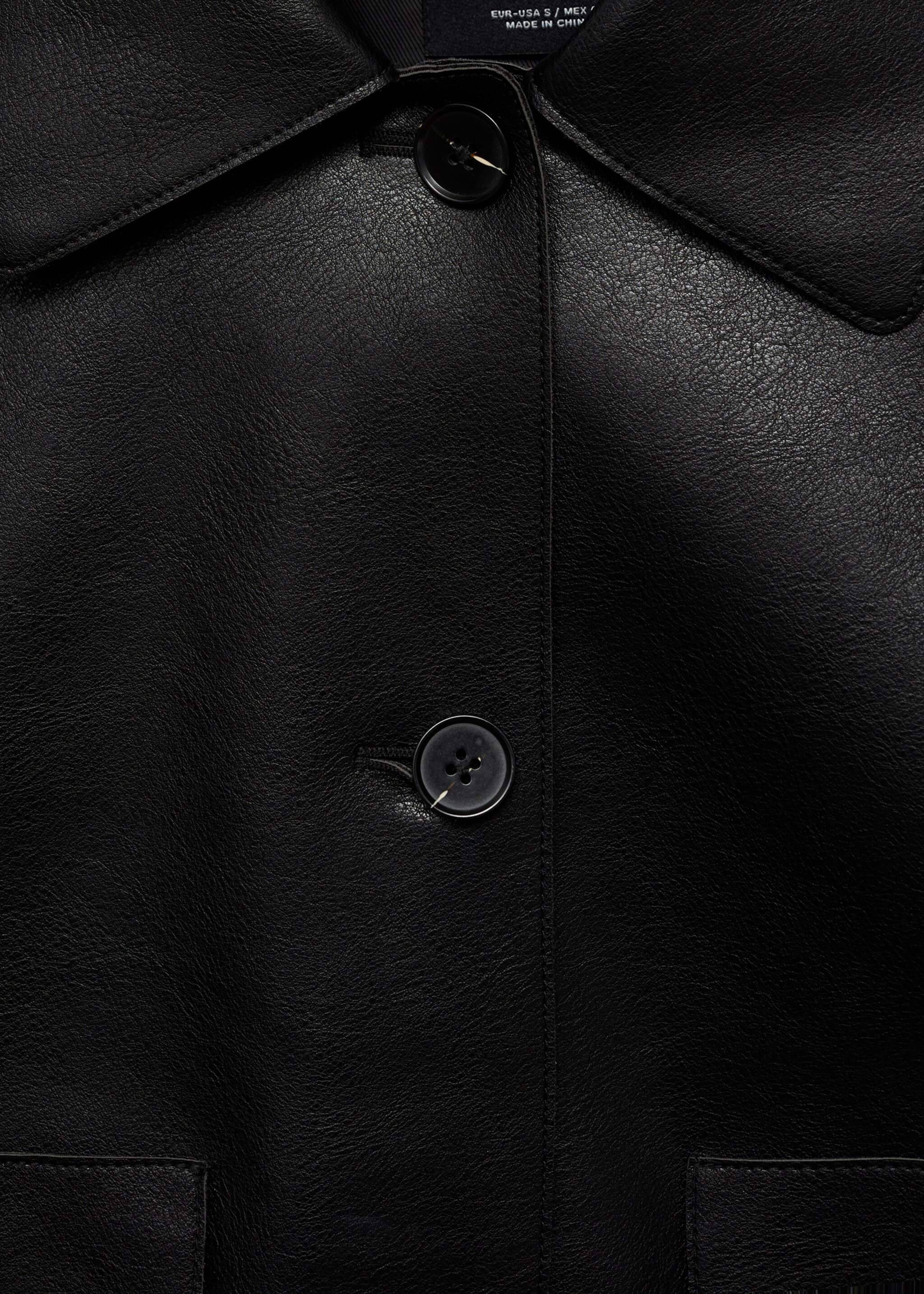 Faux-leather jacket with pockets - Details of the article 8, Black. Ref: 87084073-00.