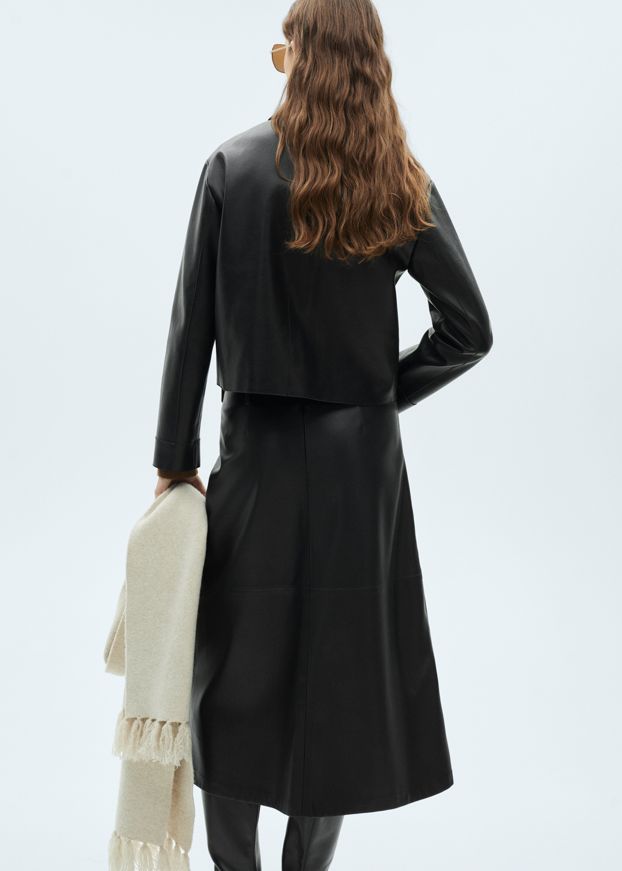 Faux-leather jacket with pockets - Reverse of the article, Black. Ref: 87084073-00.