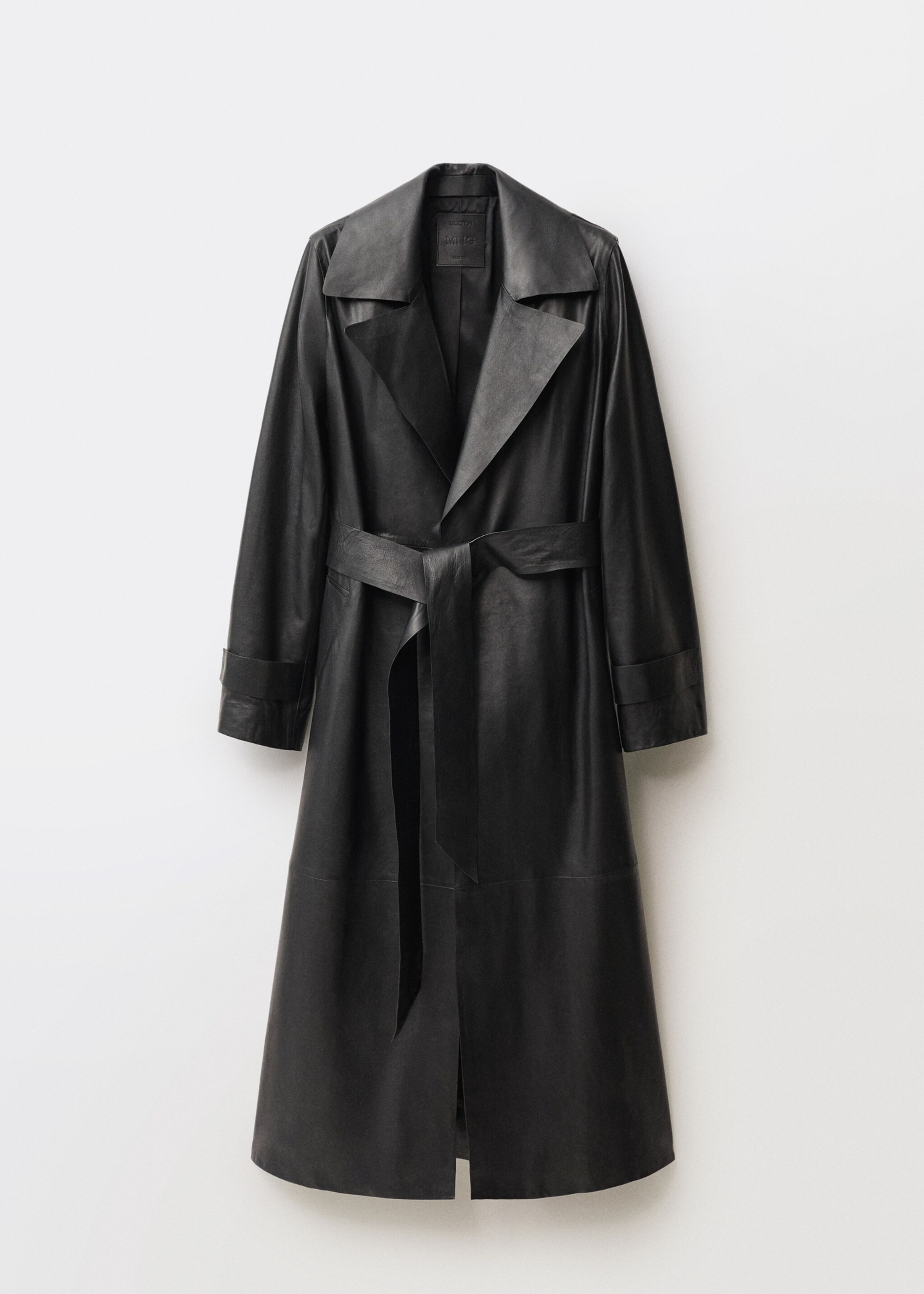 Leather trench coat with belt - Article without model, Black. Ref: 87084074-00.