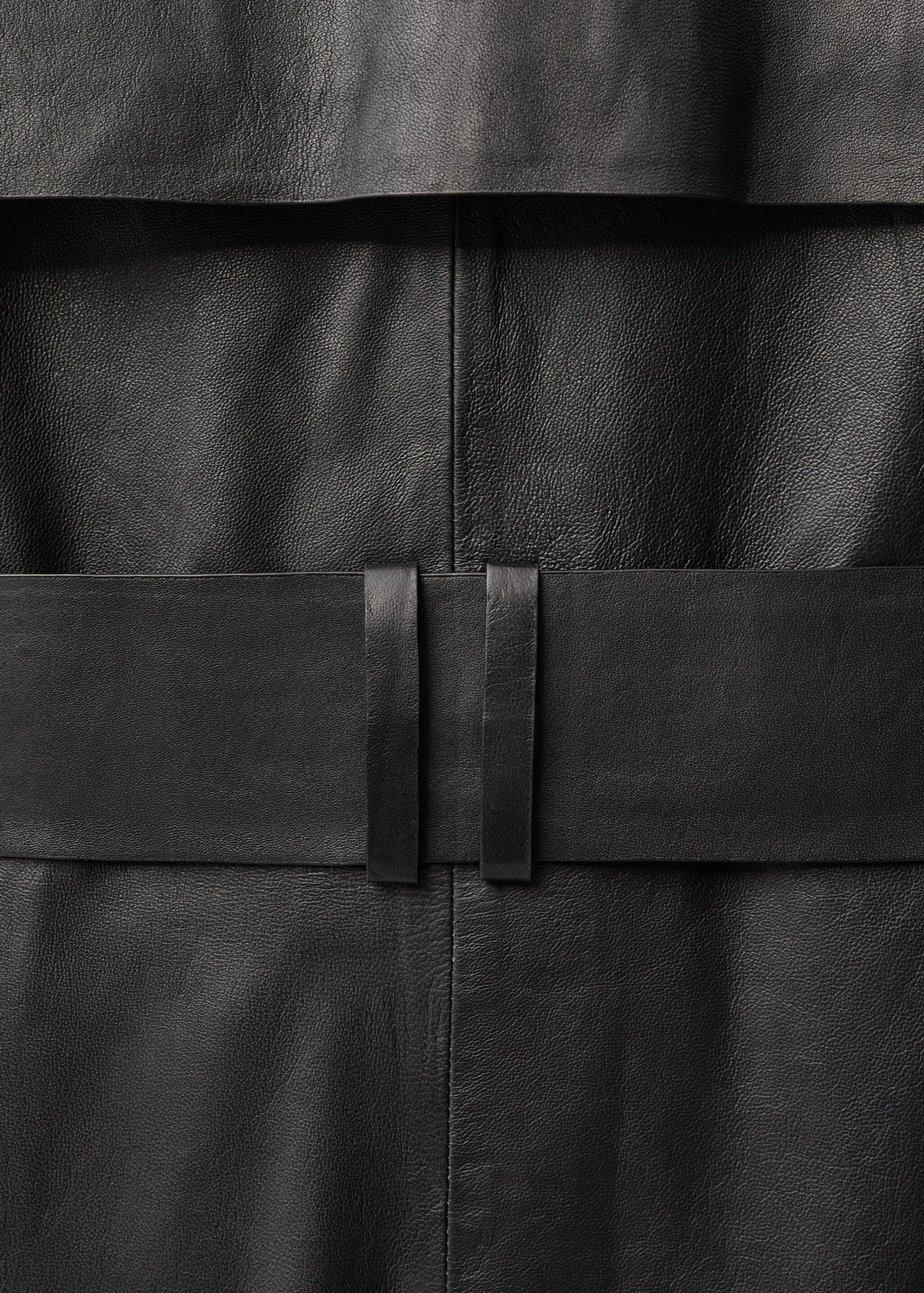 Leather trench coat with belt - Details of the article 0, Black. Ref: 87084074-00.