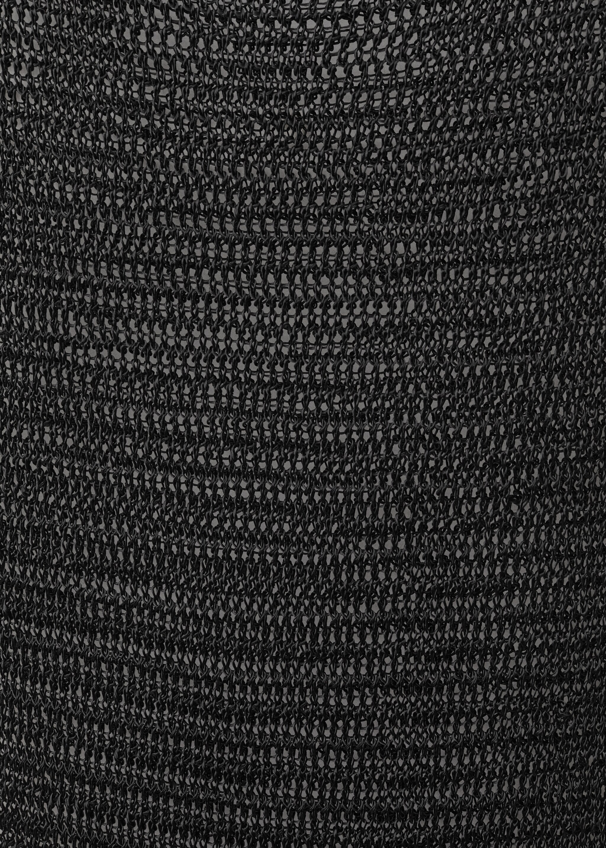 Openwork knit dress with fringes - Details of the article 0, Black. Ref: 87084081-00.