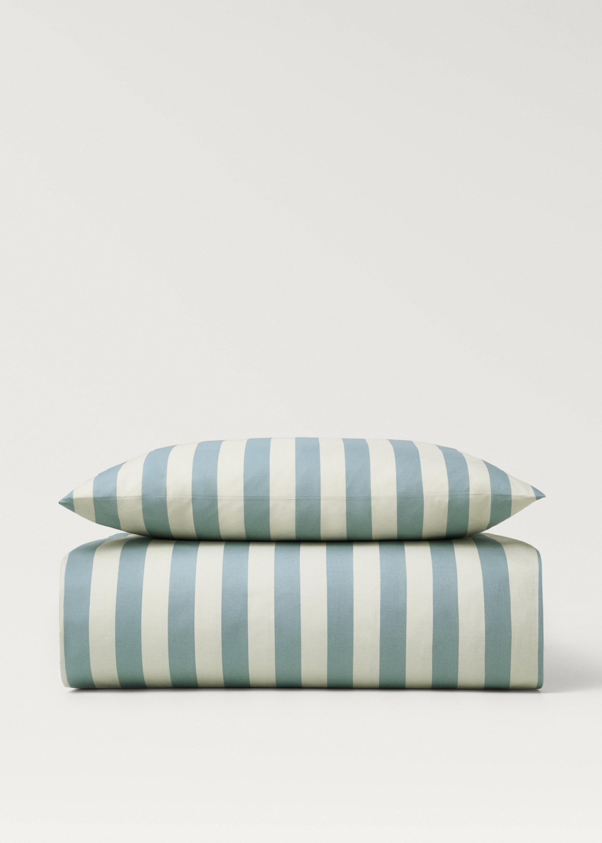 Grof gestreept dekbedovertrek van perkalkatoen voor kinderbed 90 cm - Artikel zonder model, Blauw. Ref: 87084086-00.