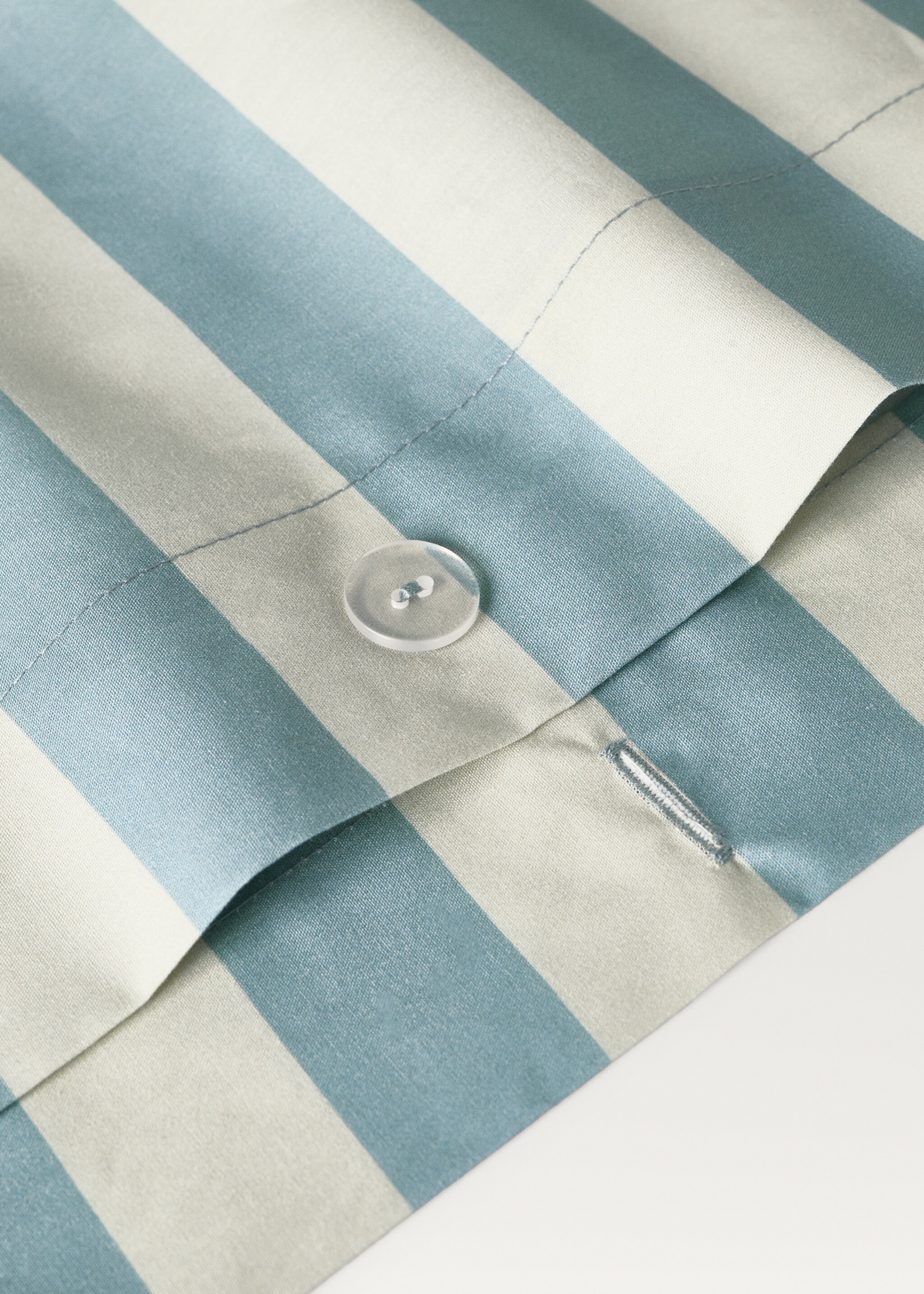 Grof gestreept dekbedovertrek van perkalkatoen voor kinderbed 90 cm - Detail van het artikel 1, Blauw. Ref: 87084086-00.