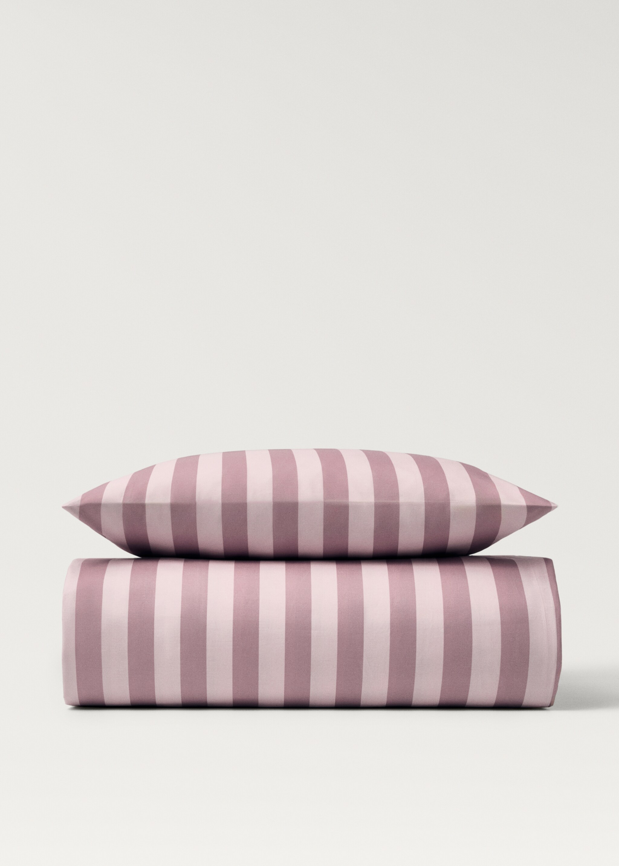Grof gestreept dekbedovertrek van perkalkatoen voor kinderbed 90 cm - Artikel zonder model, Roze. Ref: 87084086-00.