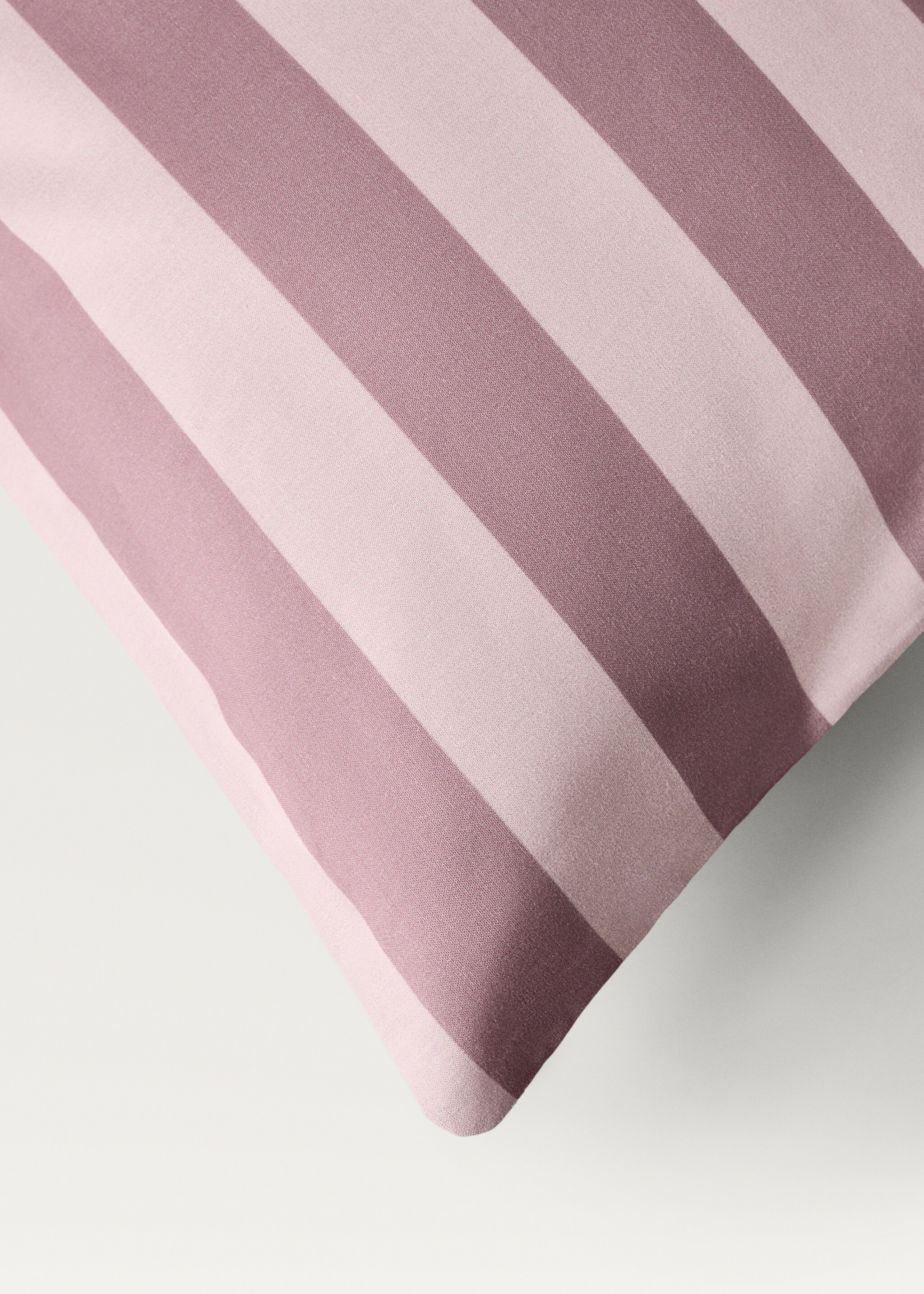 Grof gestreept dekbedovertrek van perkalkatoen voor kinderbed 90 cm - Detail van het artikel 3, Roze. Ref: 87084086-00.