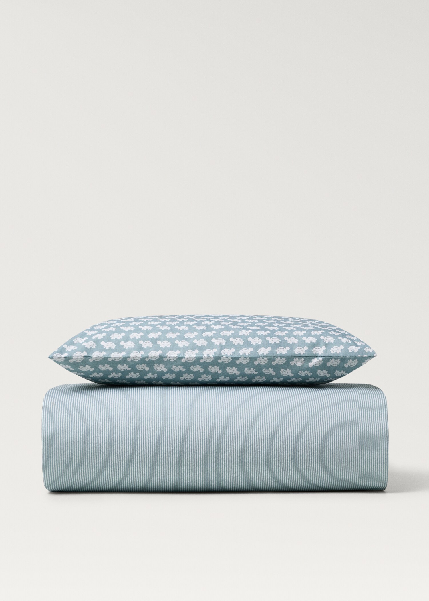 Cotton percale reversible duvet cover for cot - Details of the article 1