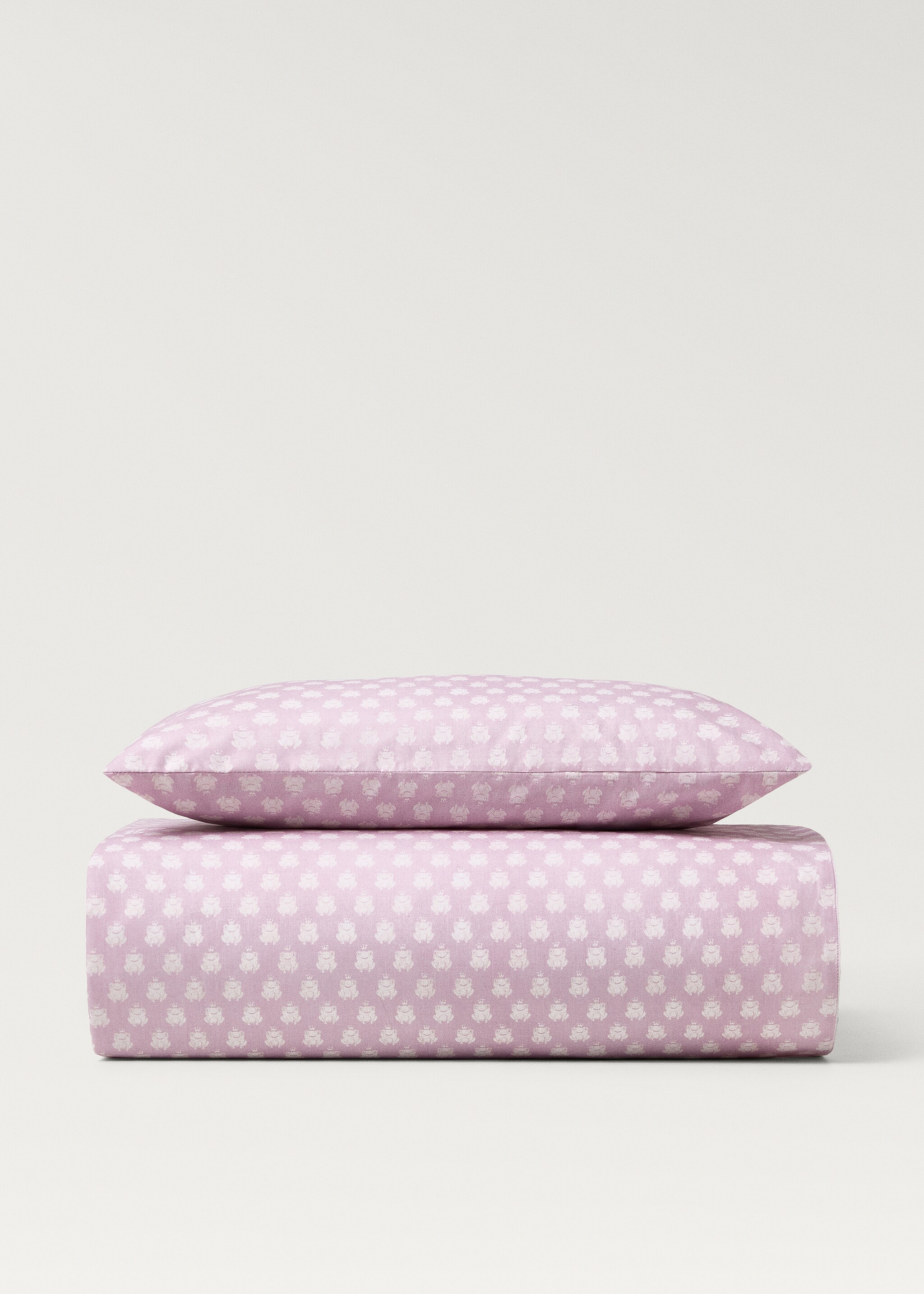 Cotton percale reversible duvet cover for cot - Article without model, Medium Pink. Ref: 87084088-00.