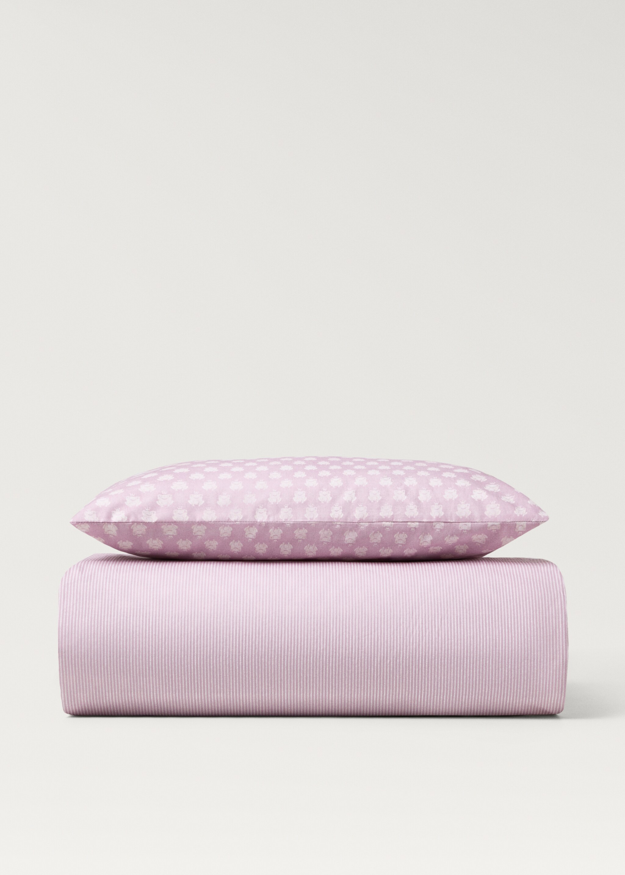 Cotton percale reversible duvet cover for cot - Details of the article 1, Medium Pink. Ref: 87084088-00.