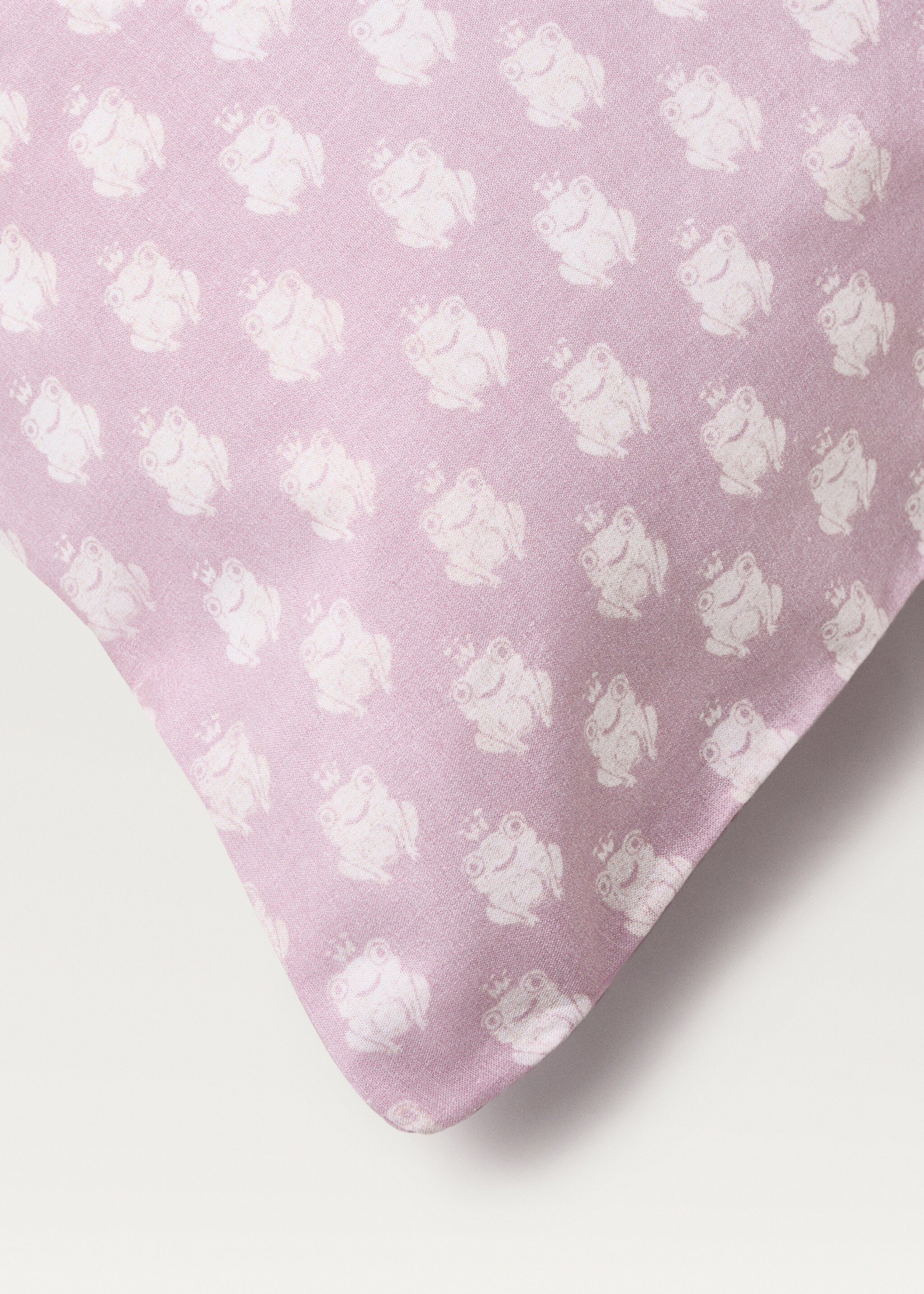 Cotton percale reversible duvet cover for cot - Details of the article 4, Medium Pink. Ref: 87084088-00.