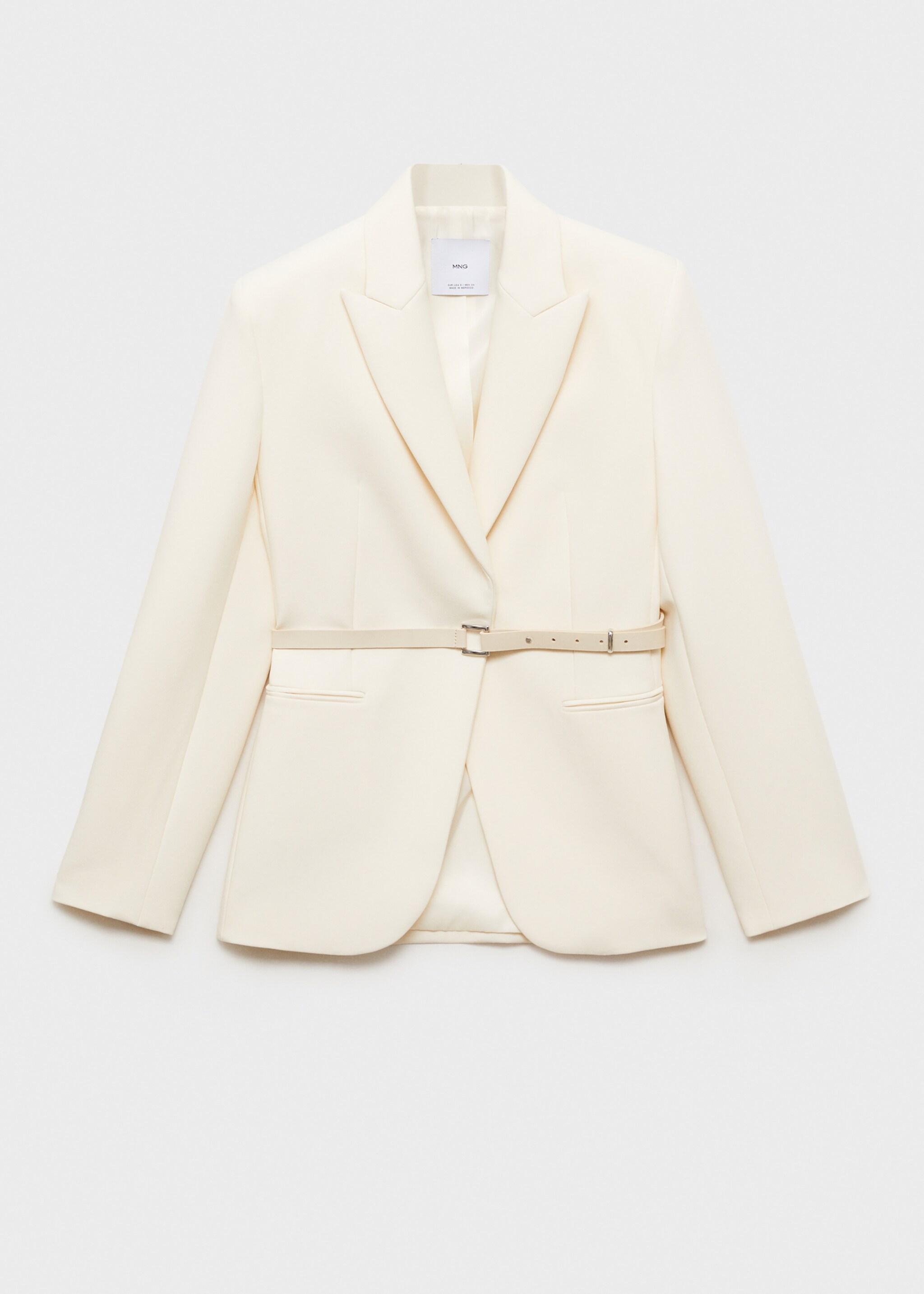 Structured tailored jacket with belt - Article without model, Ecru. Ref: 87084093-00.