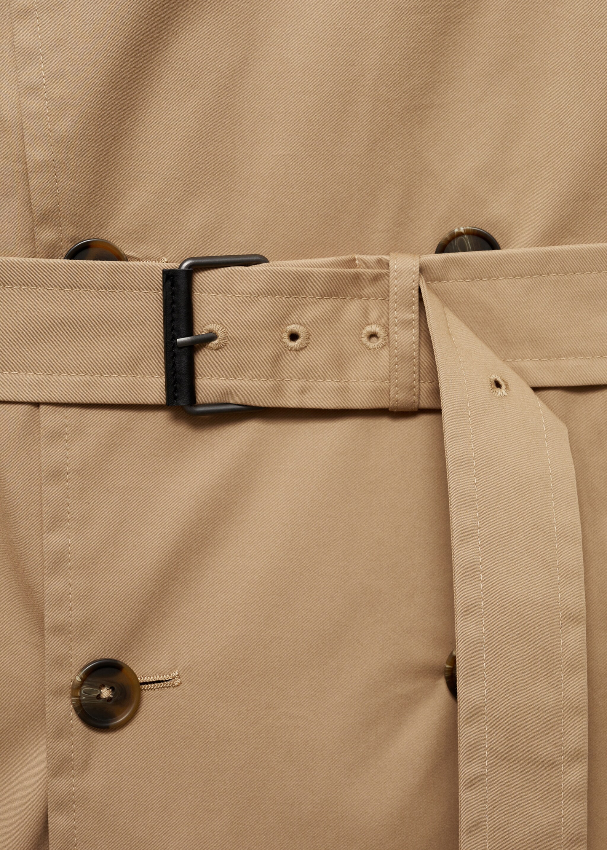 Wasserabweisender Trenchcoat mit Gürtel - Detail des Artikels 8, Mittelbraun. Ref: 87084387-00.
