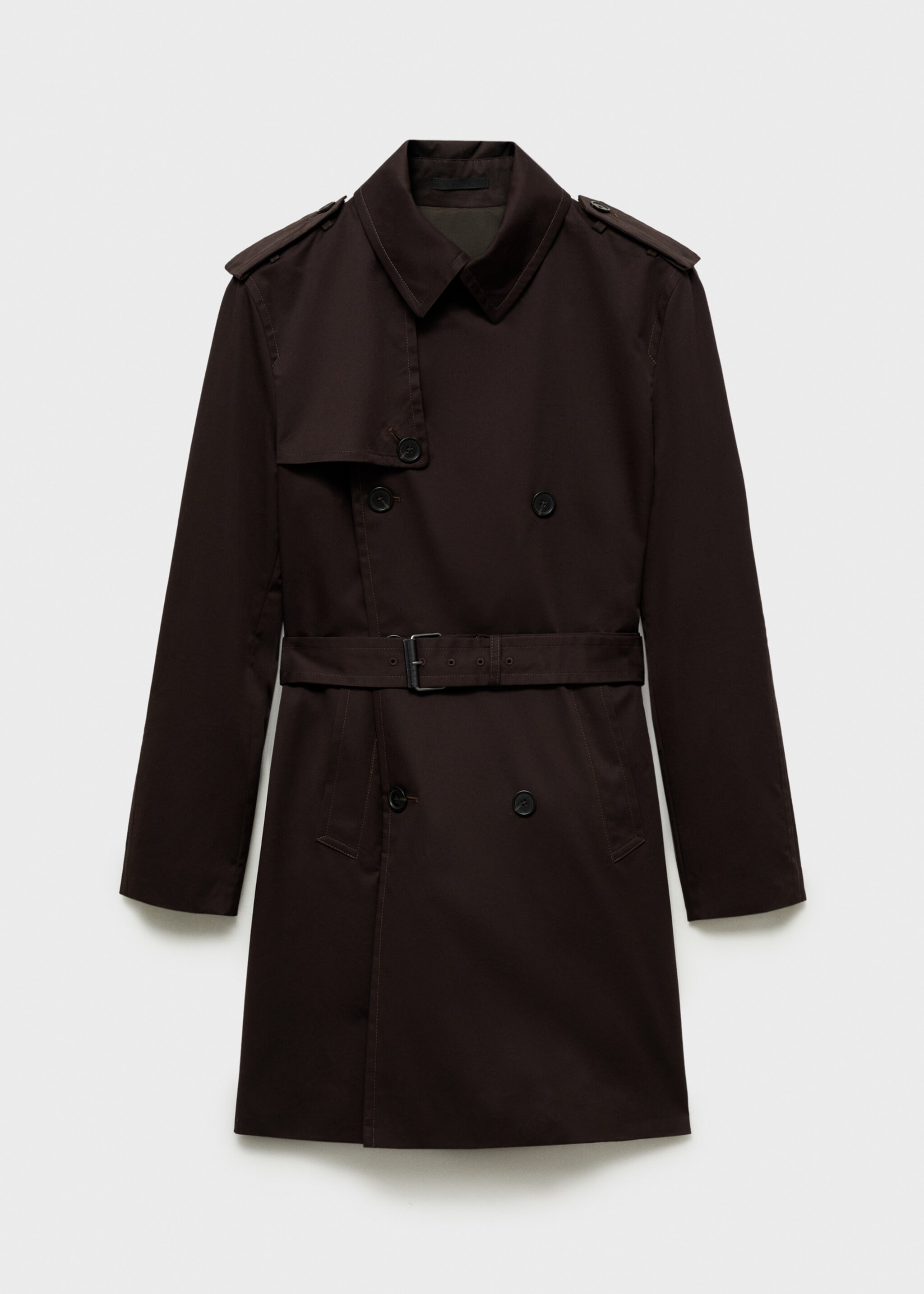 Water-repellent belted trench coat - Article without model, Chocolate. Ref: 87084387-00.