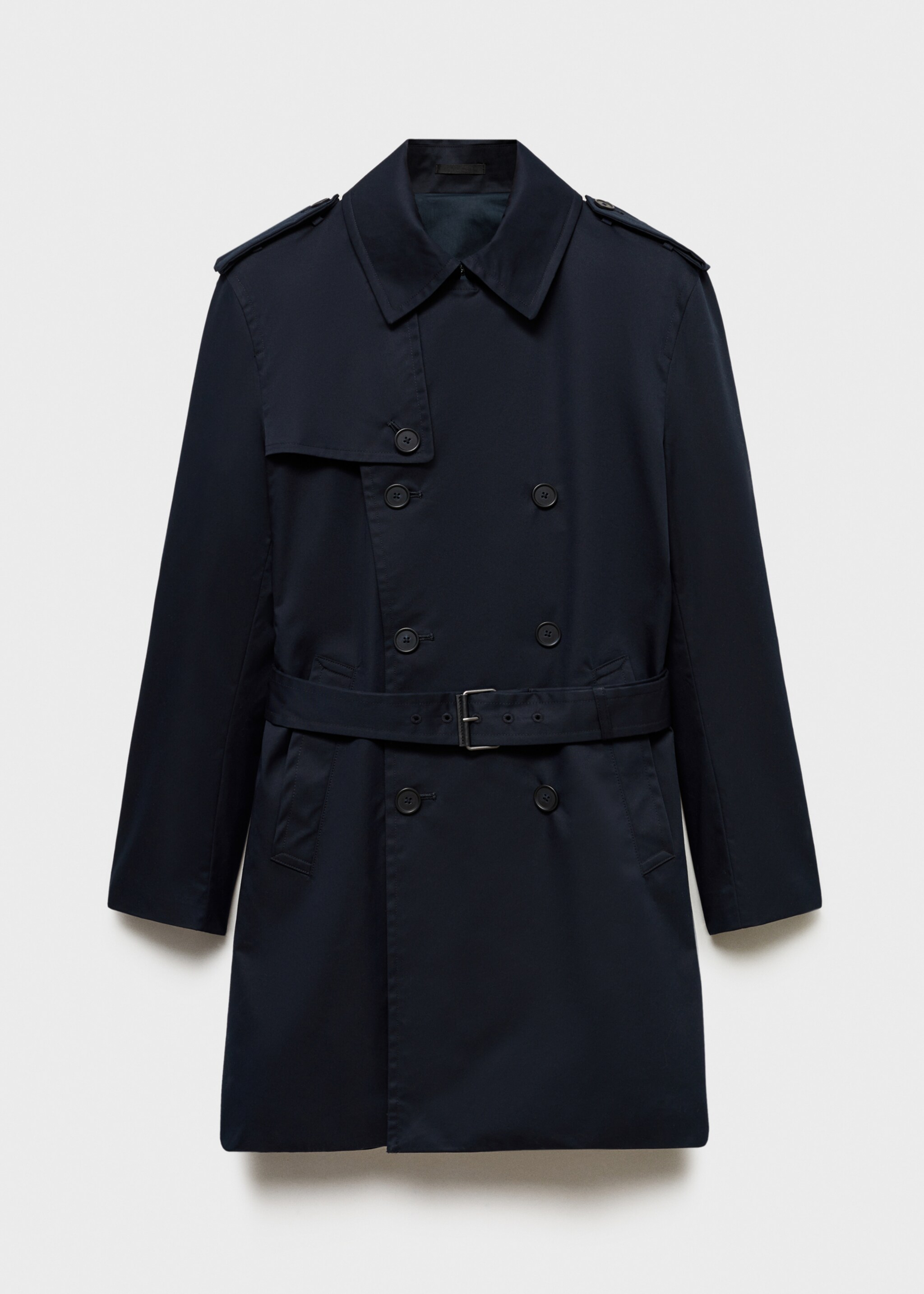 Water-repellent belted trench coat - Article without model, Night Blue. Ref: 87084387-00.