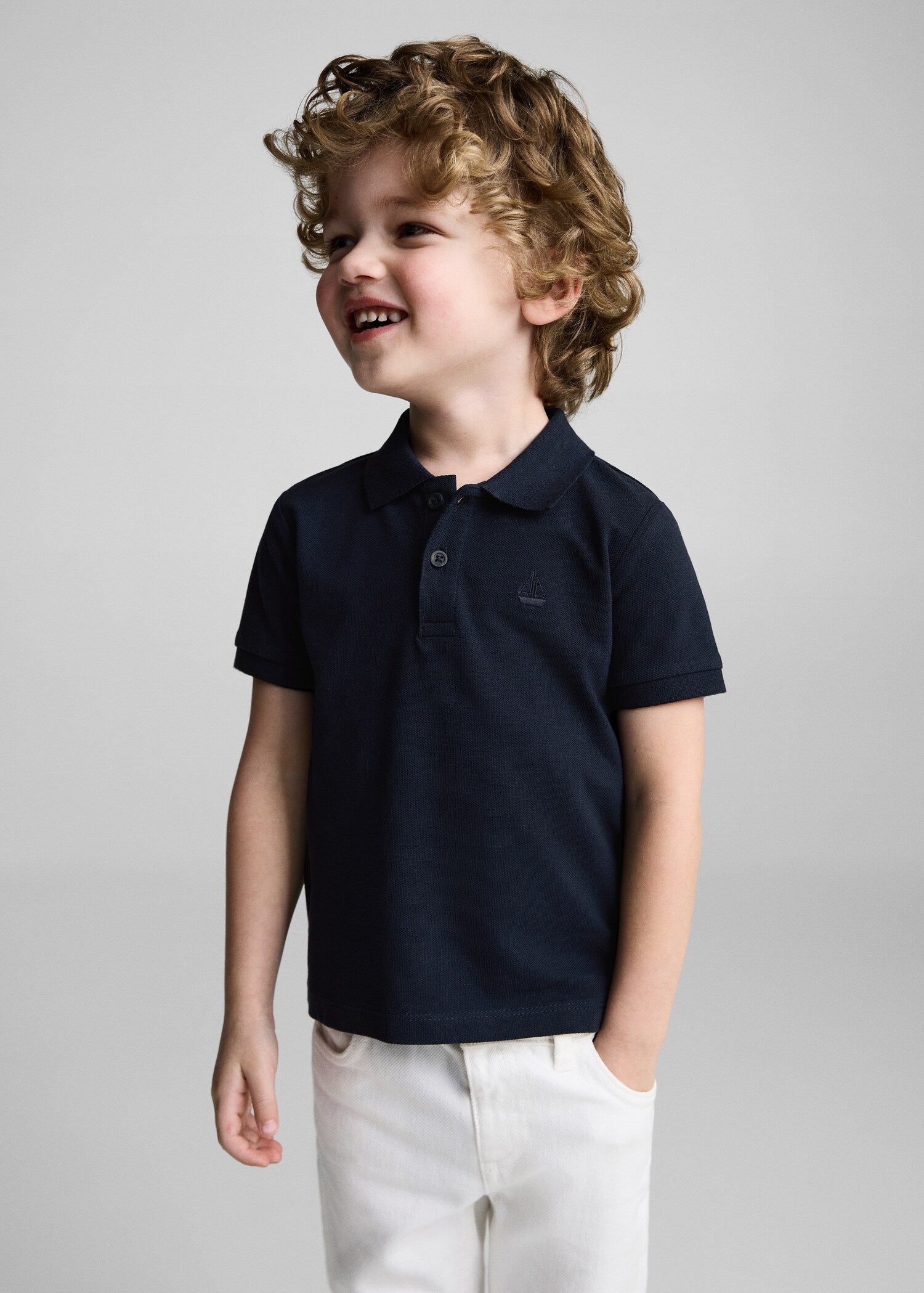 Gebreid poloshirt met korte mouw - Middenvlak