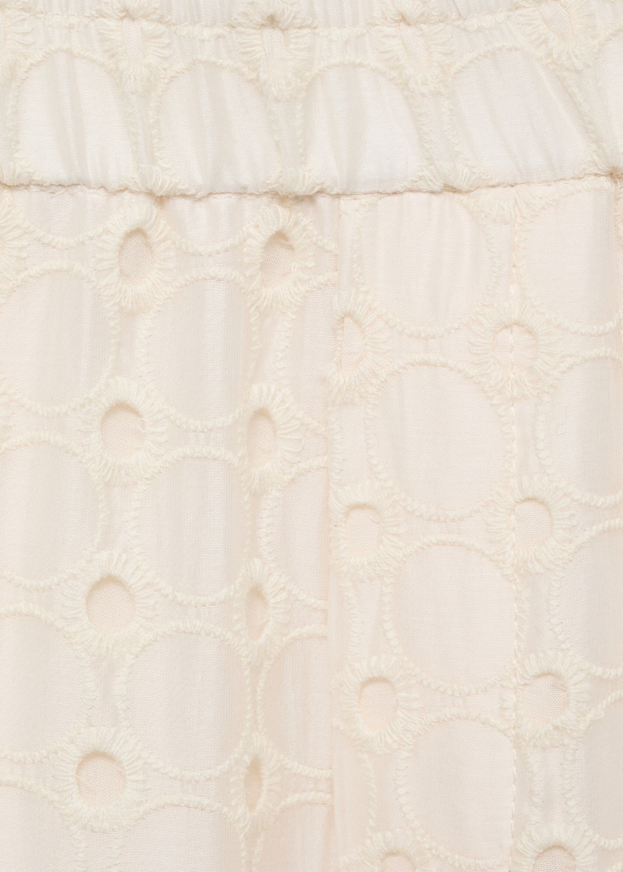 Swiss embroidered culotte trousers - Details of the article 0, Ecru. Ref: 87084393-00.