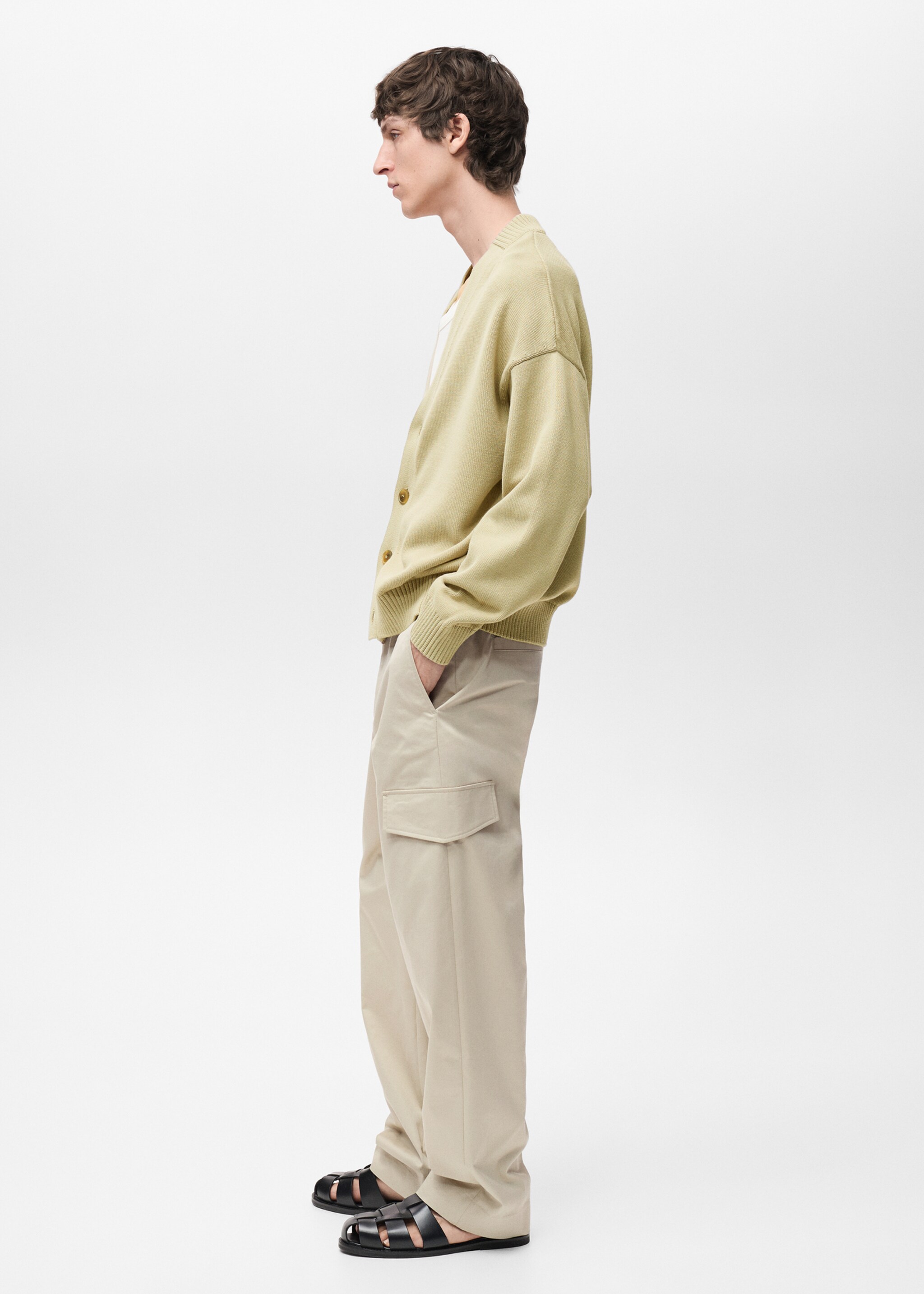 Relaxed-fit trousers with pocket - Details of the article 2, Pastel Yellow. Ref: 87084395-00.