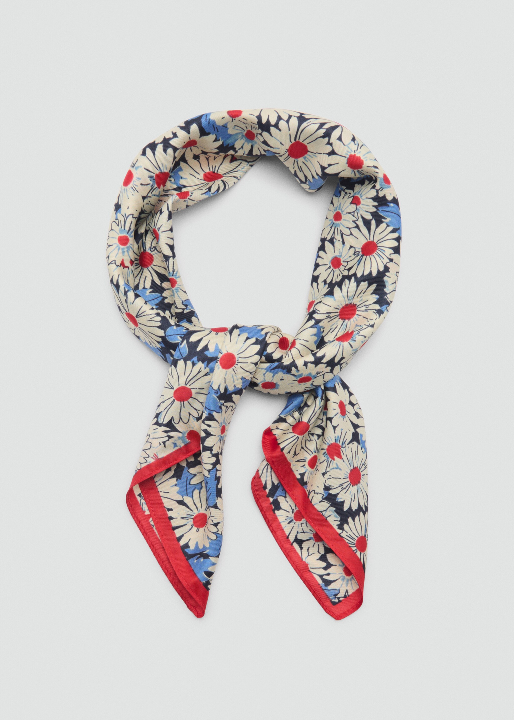 Sjaaltje met bloemenprint - Detail van het artikel 1, Rood. Ref: 87084407-00.