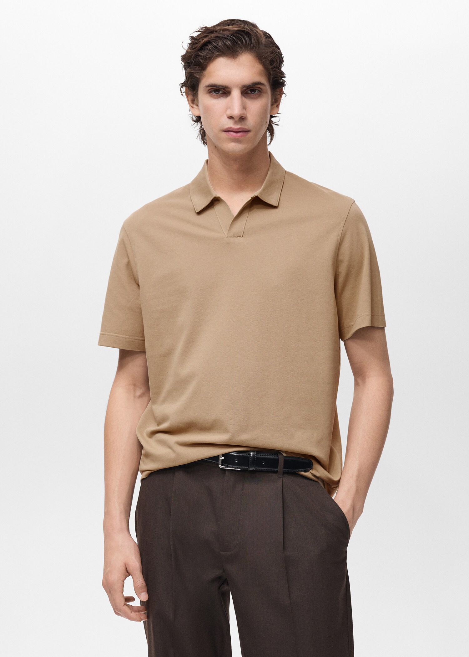 Slim Fit-Poloshirt aus Baumwoll-Piqué - Mittlere Ansicht