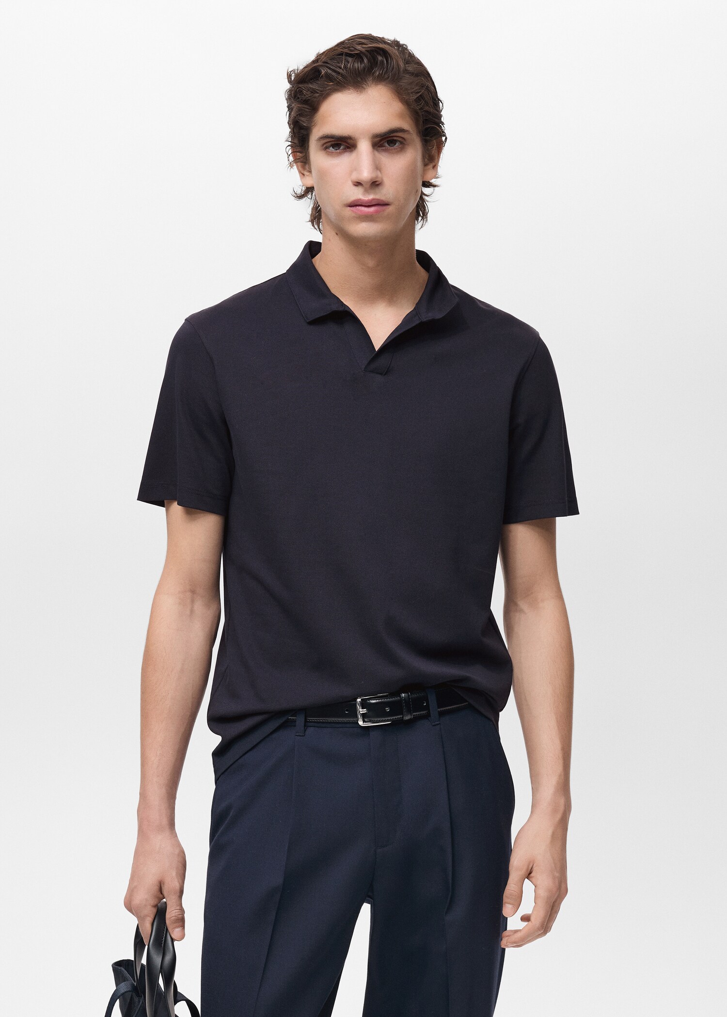 Slim Fit-Poloshirt aus Baumwoll-Piqué - Mittlere Ansicht