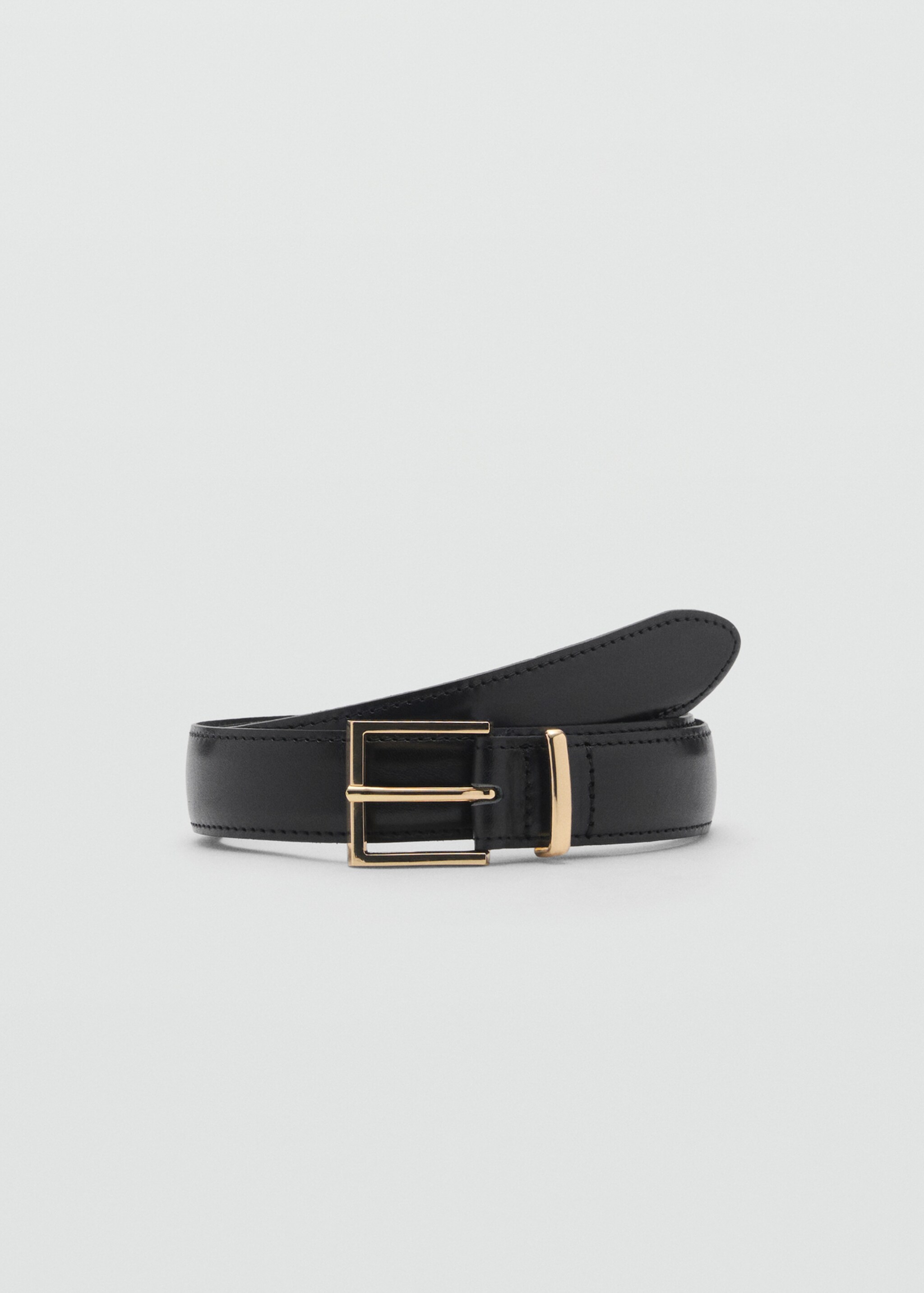 Ceinture cuir boucle carrée - Article sans modèle, Noir. Ref: 87084412-00.