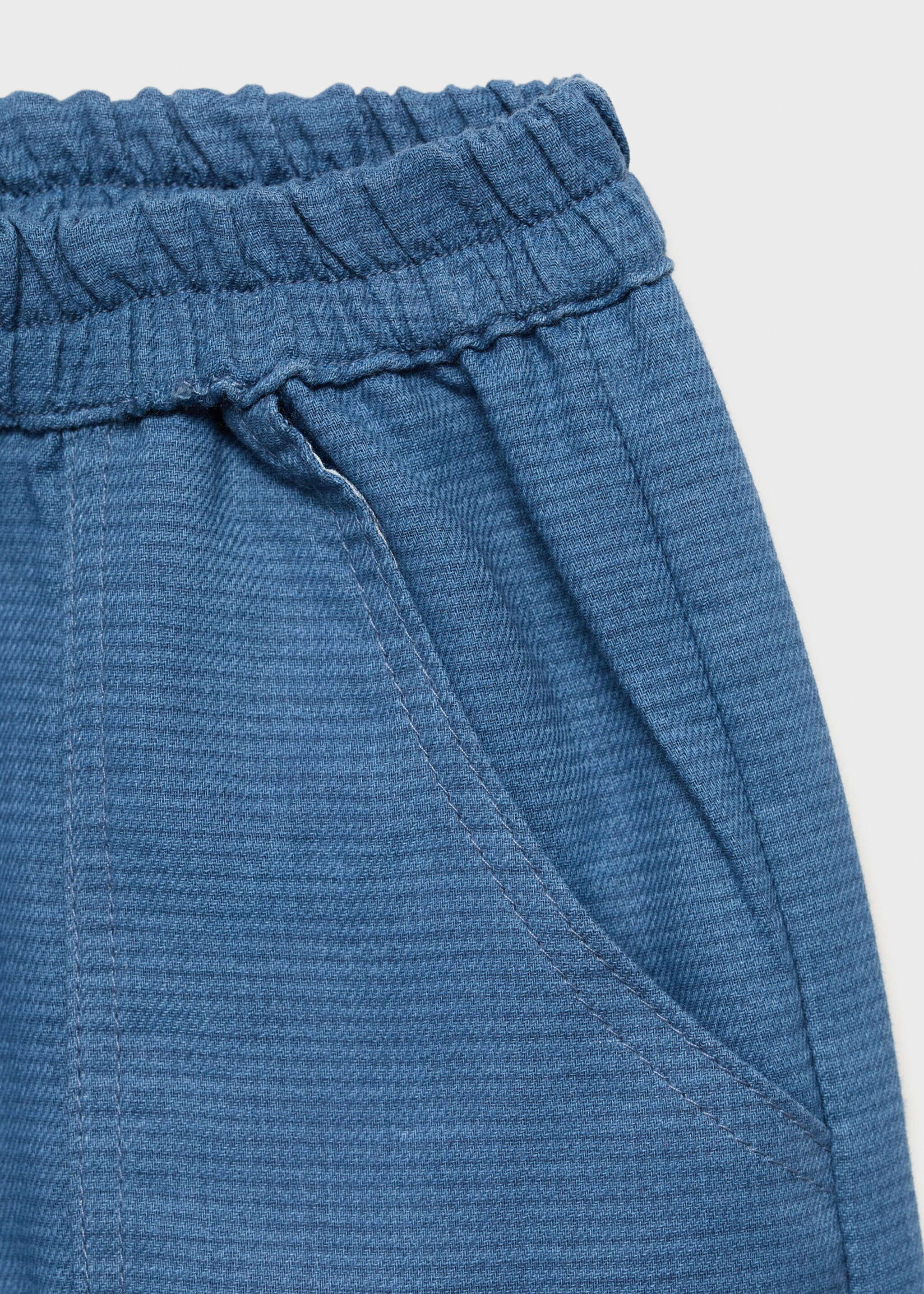 Textured cotton trousers - Details of the article 8, Blue. Ref: 87084414-00.