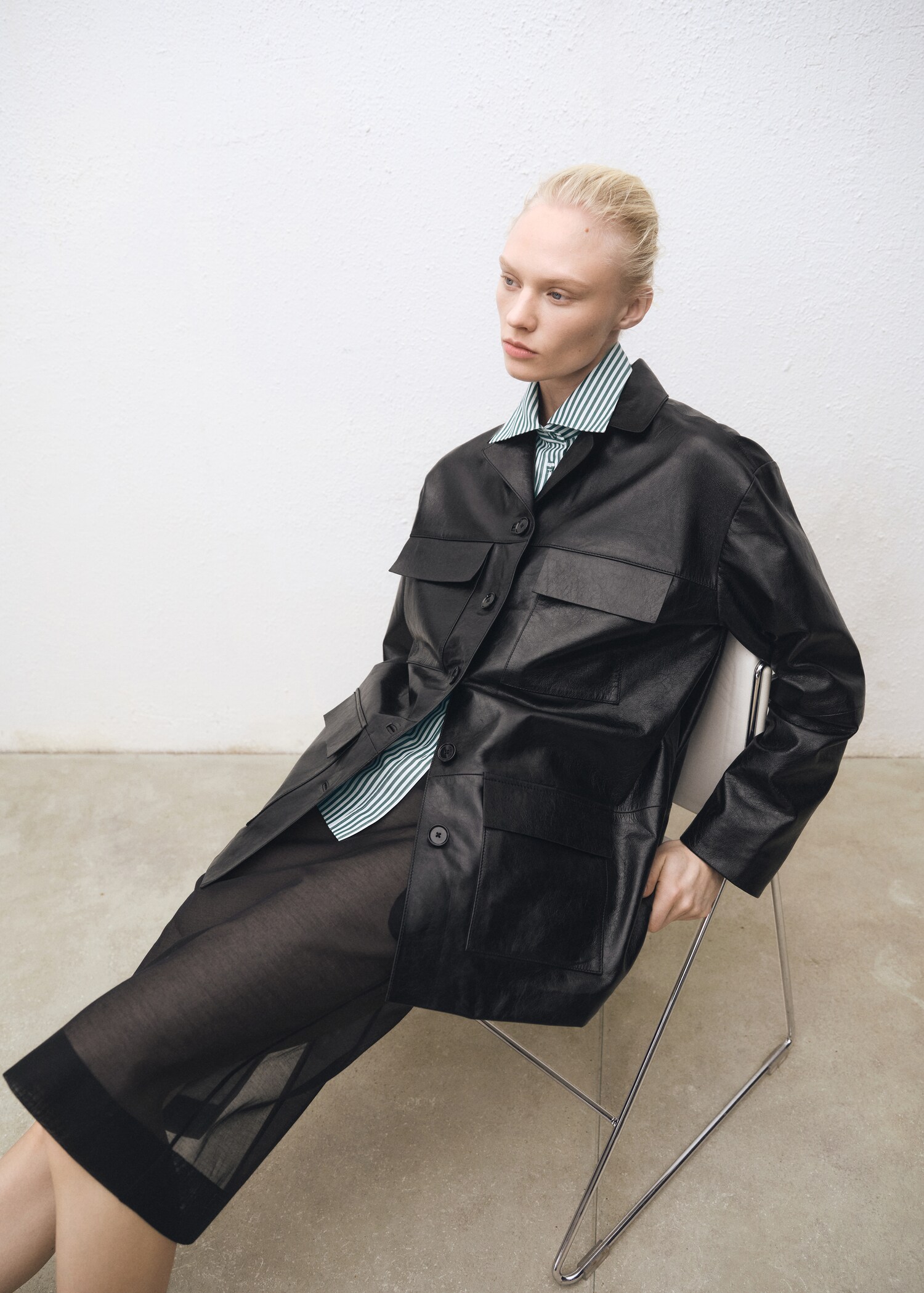 Oversized leren jasje met zakken - Detail van het artikel 6