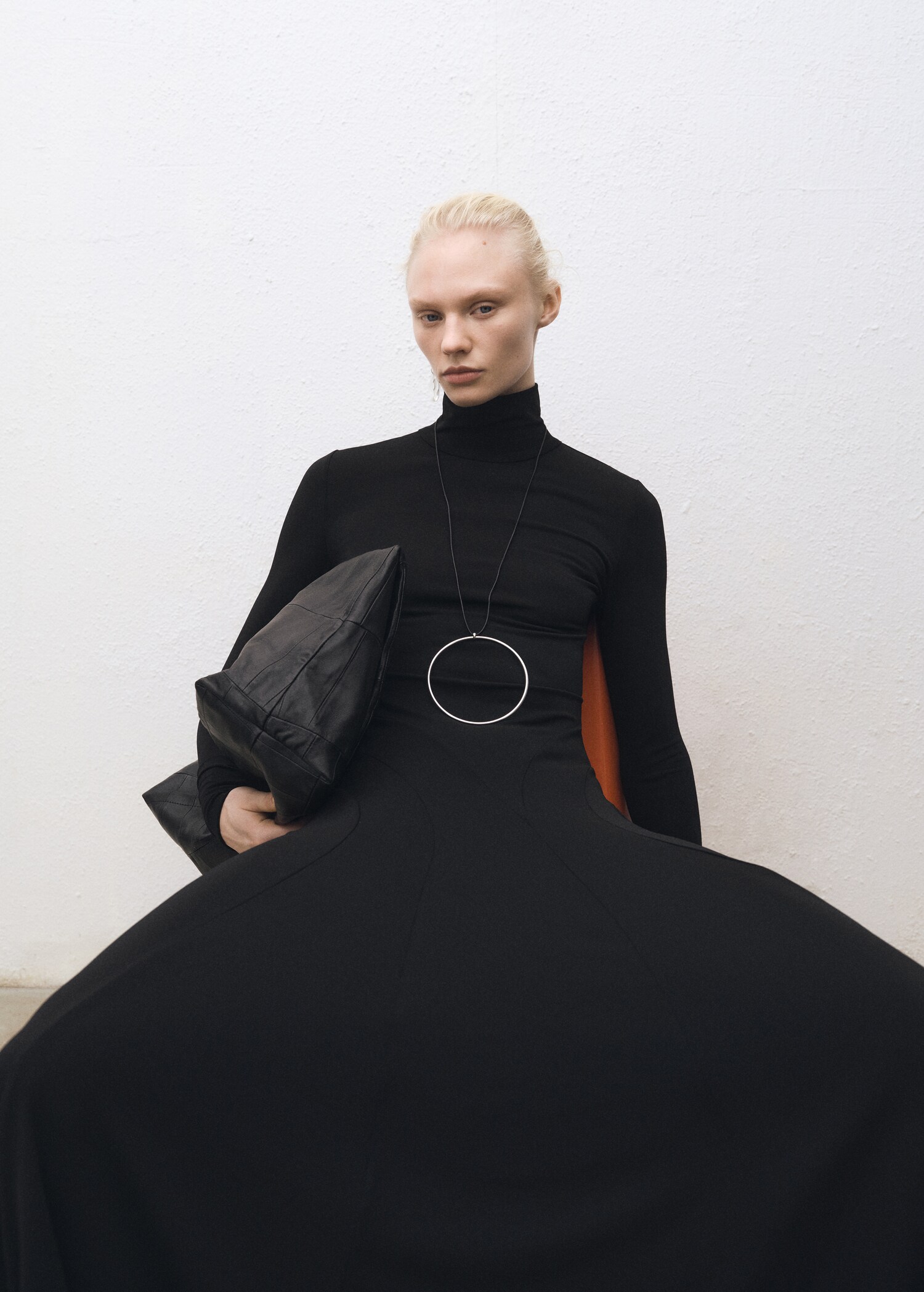 Turtleneck flared knitted dress - Details of the article 2