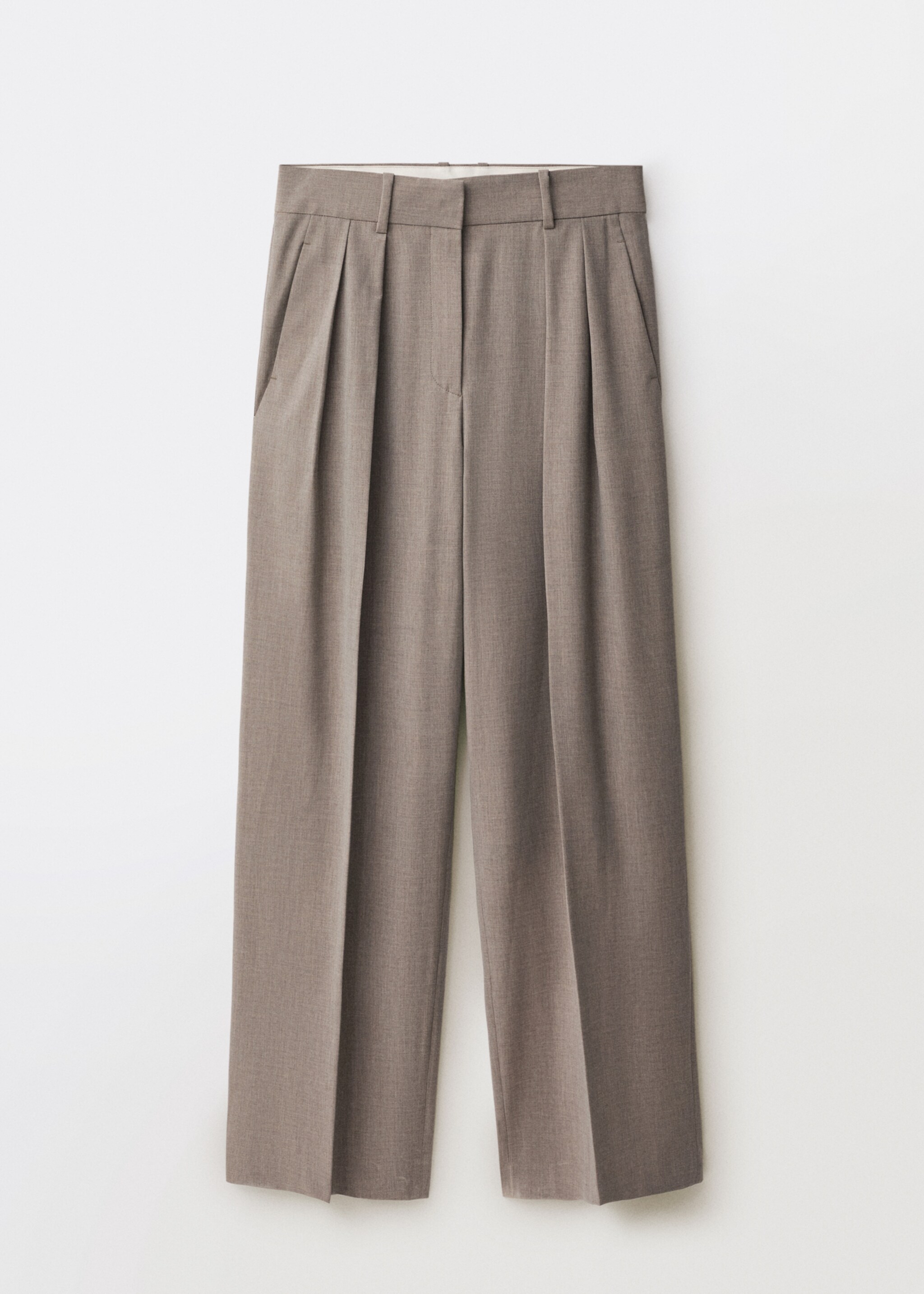 Wide leg wool-blend suit trousers - Article without model, Medium Brown. Ref: 87084426-00.