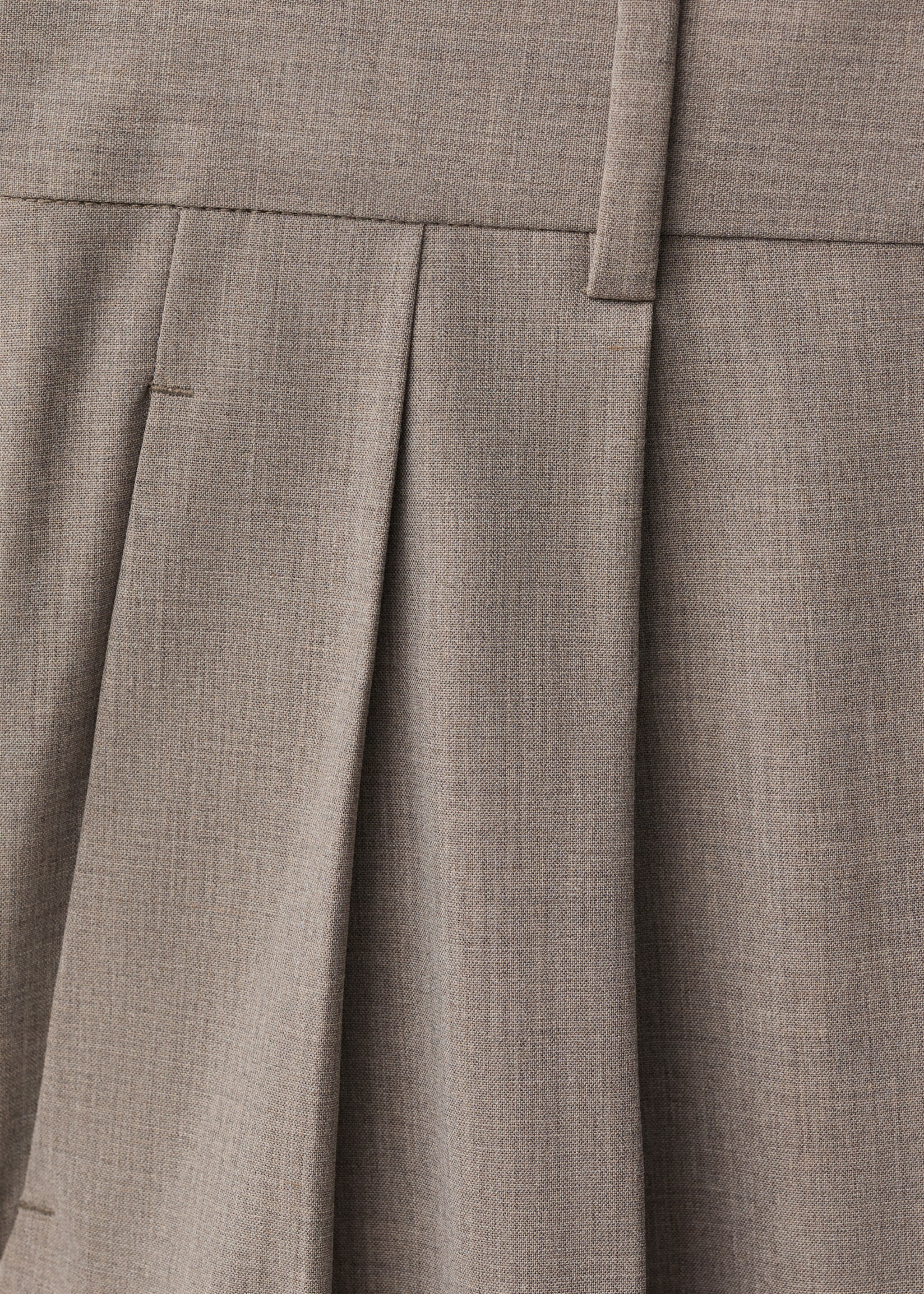 Wide leg wool-blend suit trousers - Details of the article 8, Medium Brown. Ref: 87084426-00.
