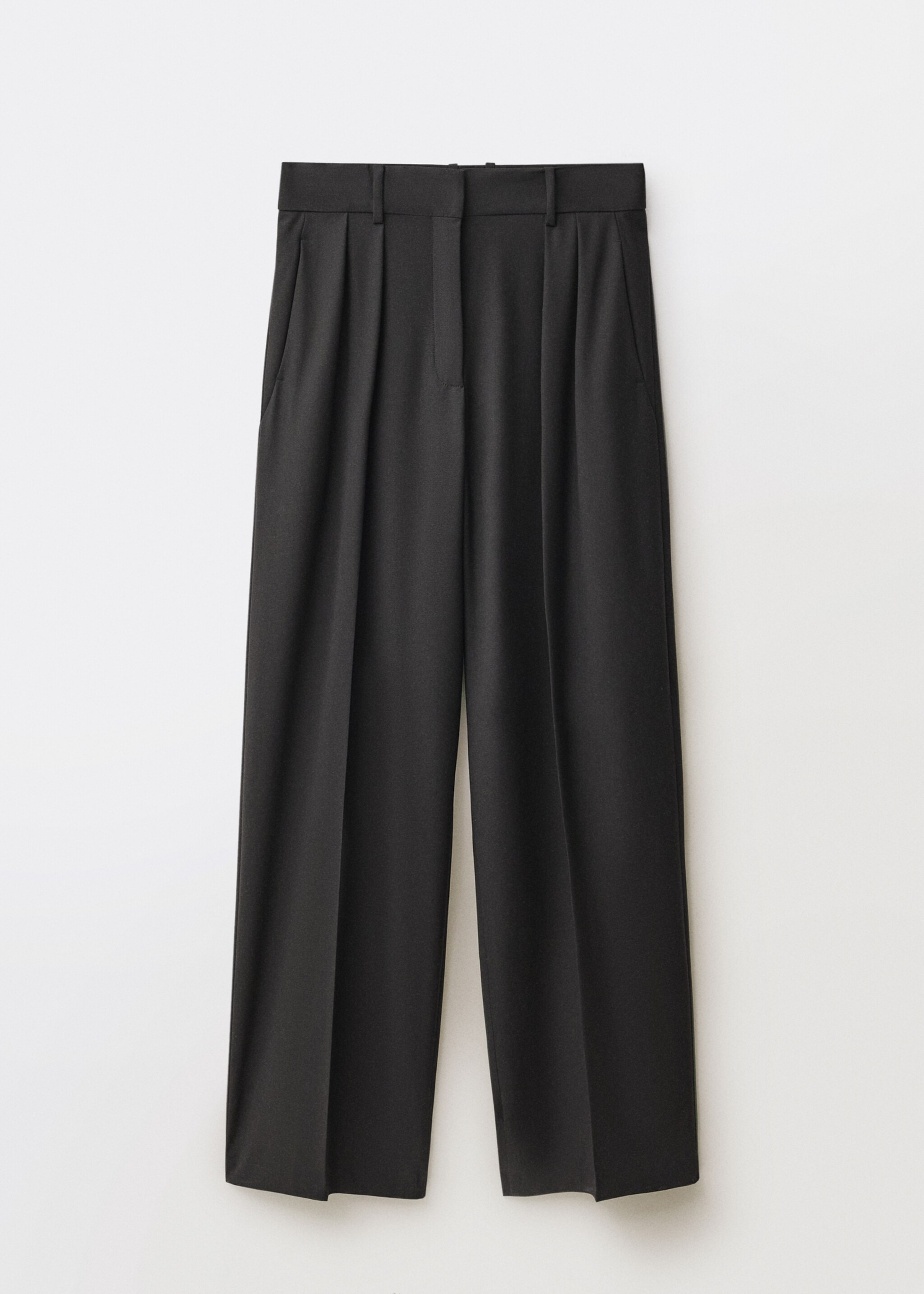 Spodnie garniturowe wideleg z mieszanki wełny - Artykuł bez modela/modelki, Czarny. Ref: 87084426-00.