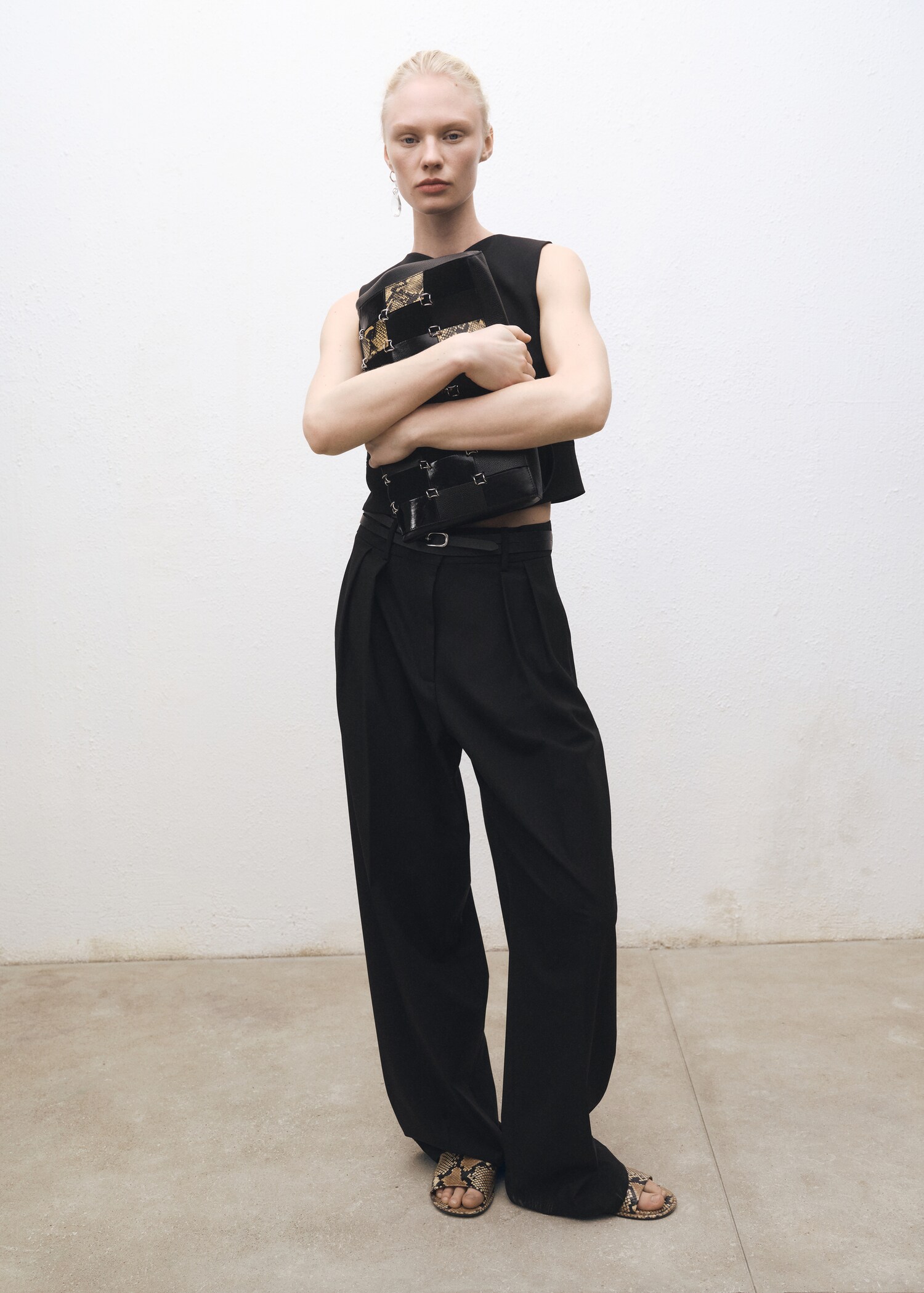 Wide leg wool-blend suit trousers - Details of the article 2